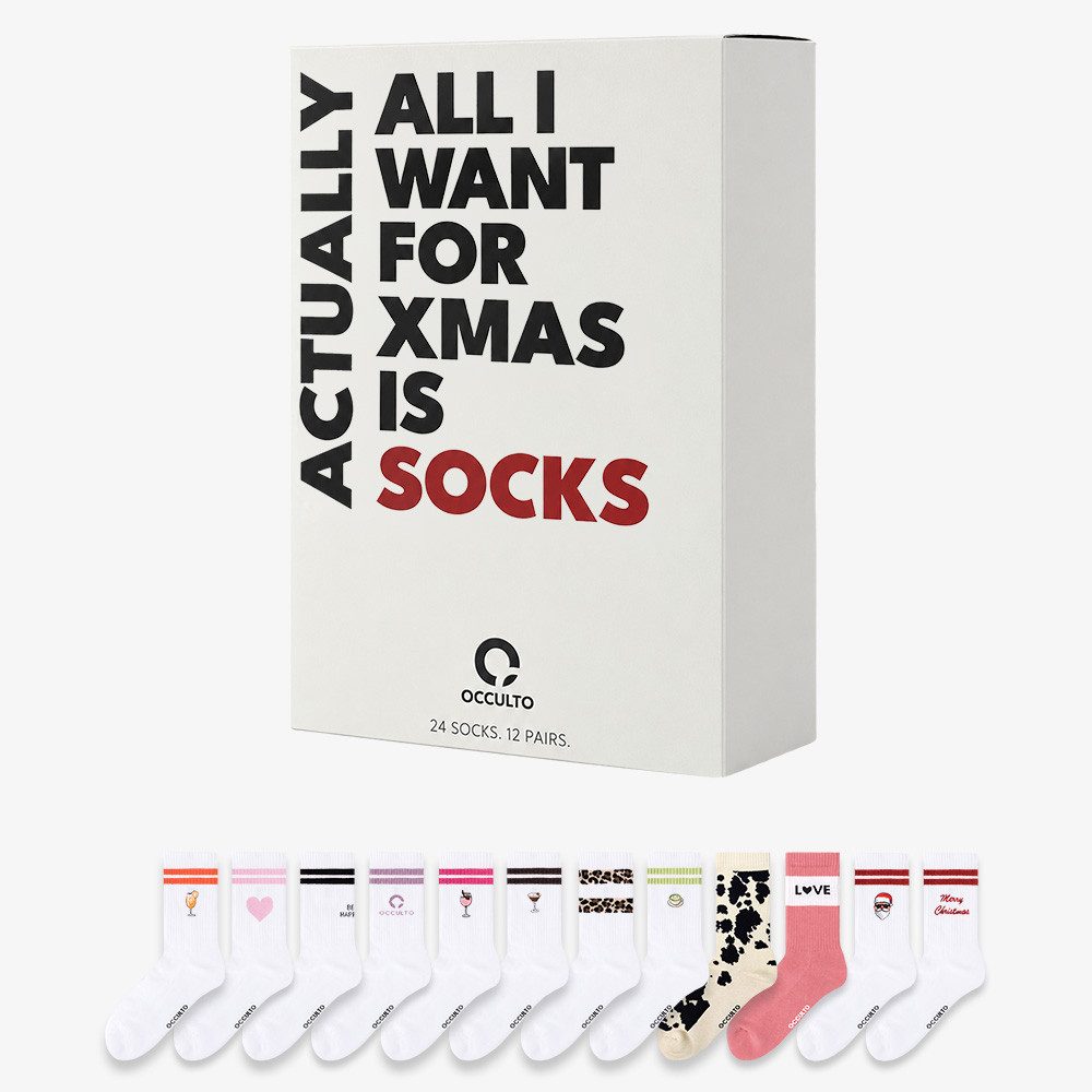 OCCULTO Tennissocken Männer & Frauen Tennissocken Adventskalender 2026 (12-Paar)
