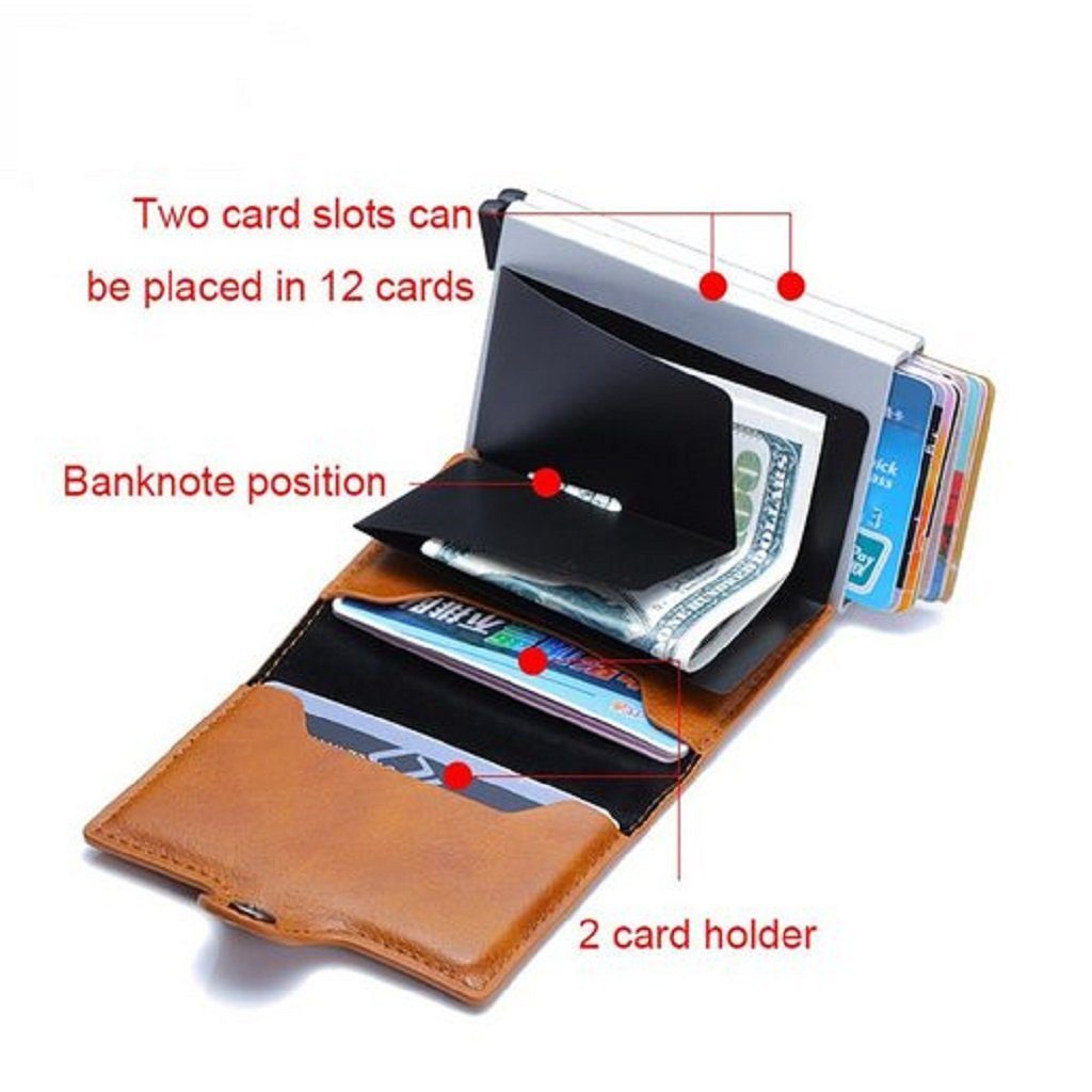 DOPWii Geldbörse Mini Kartenetui Herren mit Geldbörse, Schwarz Geldbörsen, und Leder RFID-Schutz