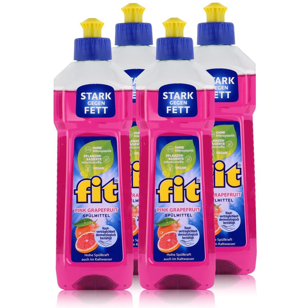 FIT fit Spülmittel Pink Grapefruit 500ml - Hohe Spülkraft (4er Pack) Geschirrspülmittel