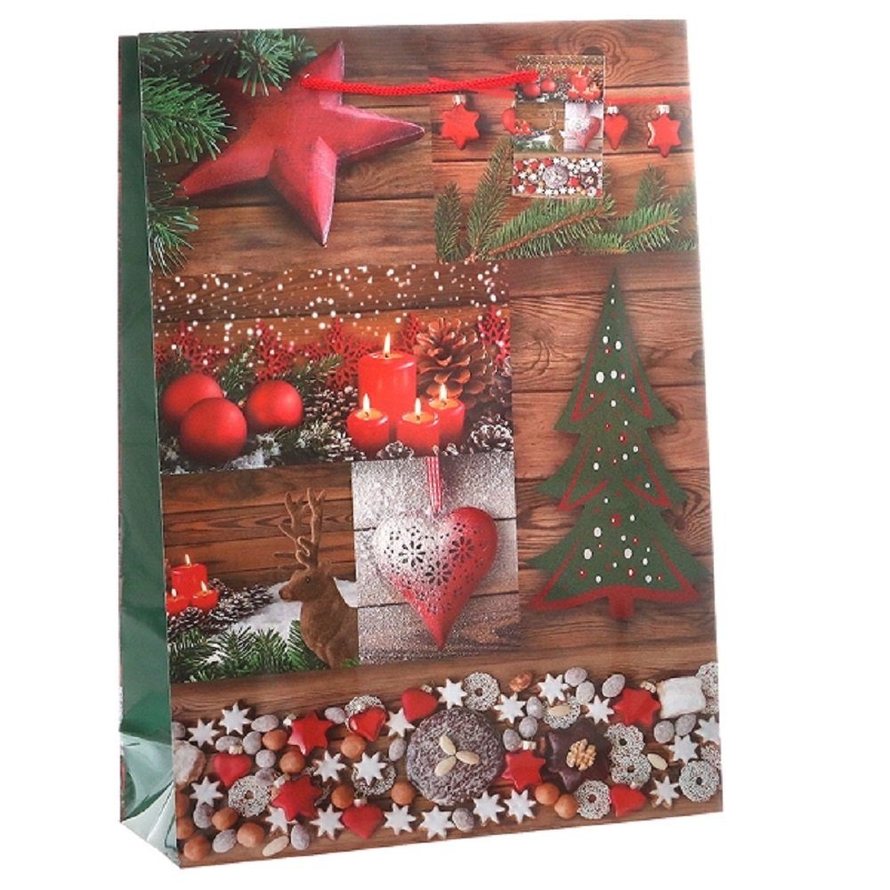 Linoows Tragetasche 10 Stück Geschenktüten `Christbaum Schmuck`, Tüten, Große Papiertragetaschen