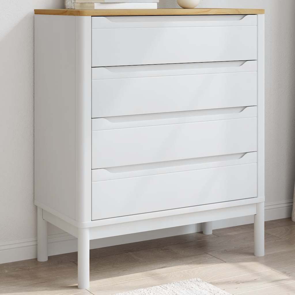 vidaXL Kommode Kommode FLORO Weiß Massivholz Kiefer (1 St)