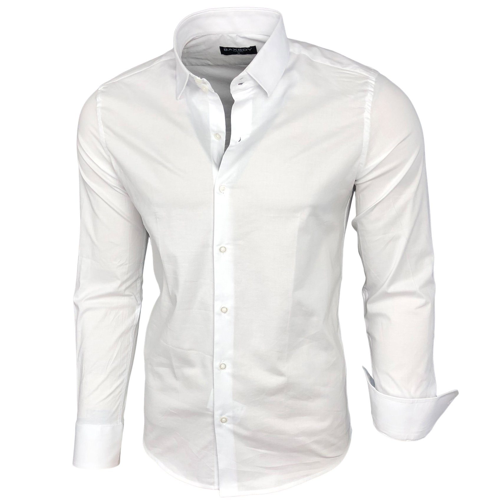 Baxboy Langarmhemd Baxboy Herren Kontrast Hemden Business Freizeit modernes Hemd B-500