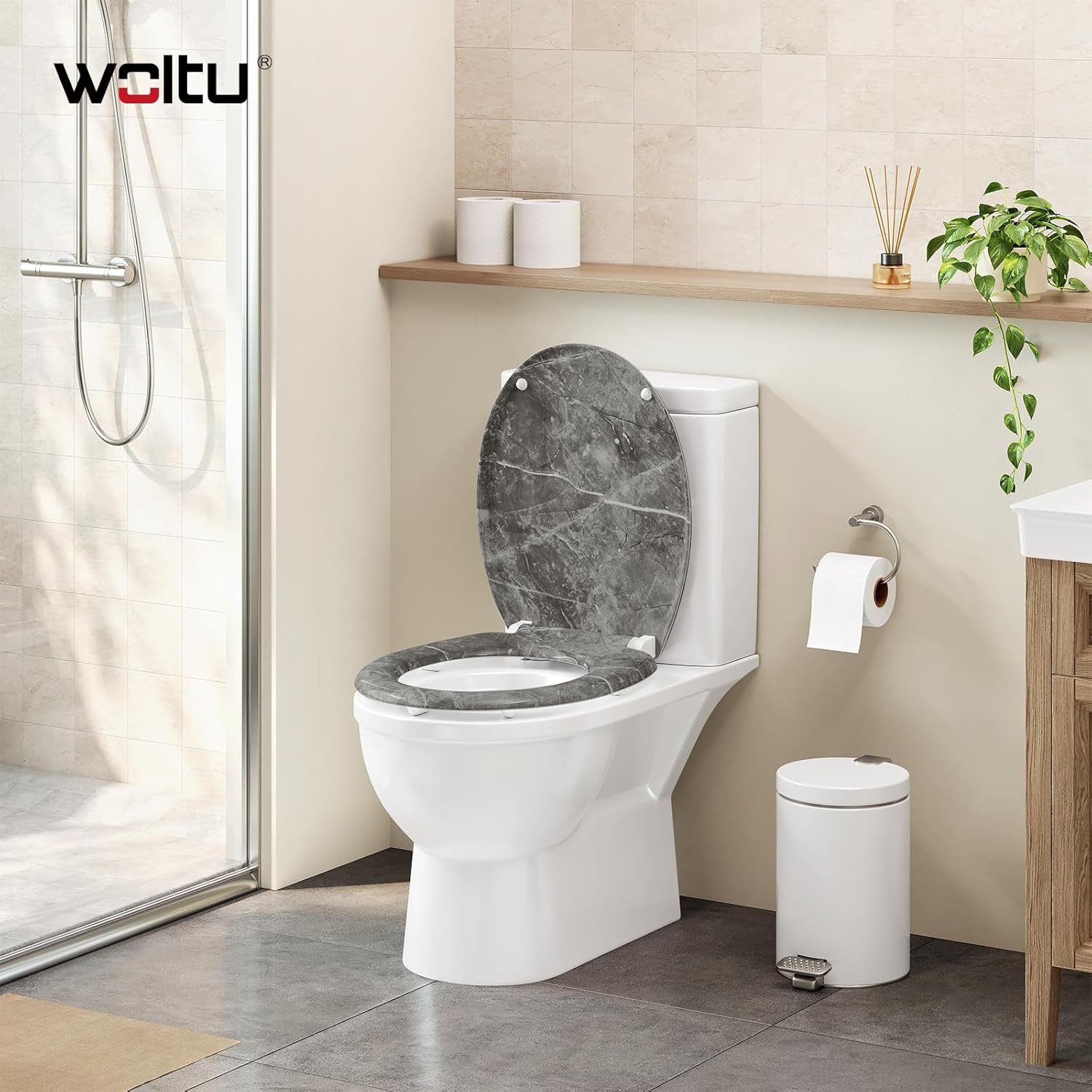 Woltu WC-Sitz (1-St), mit Absenkautomatik Softclose mit Quick Release