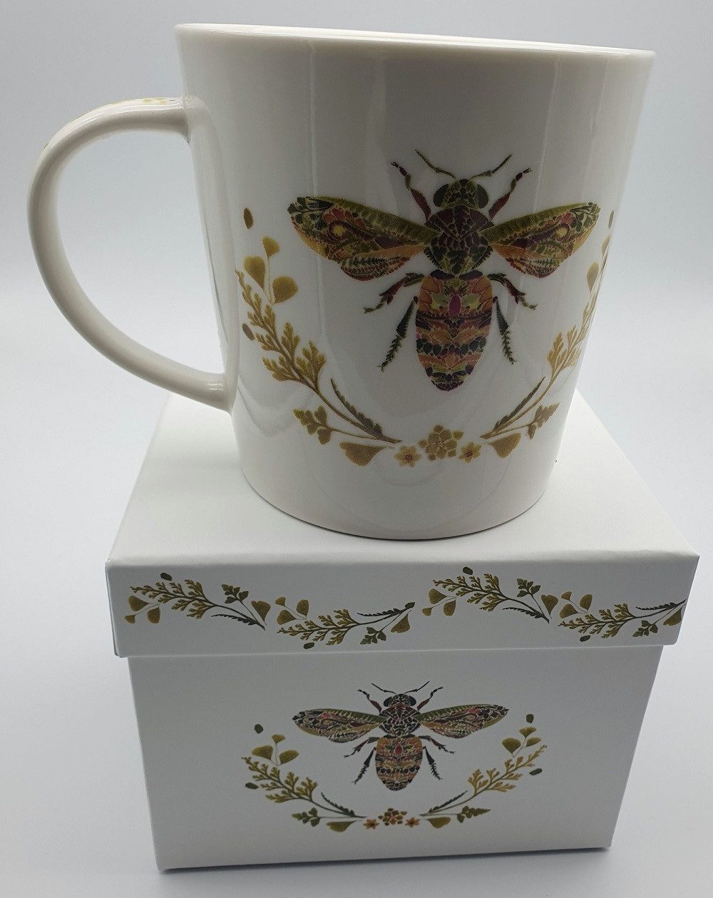 PPD Becher PPd Tee, Kaffee, Tasse, Geschenkbox, Sommer, Frühling, Herbst, Winter, Porzellan Kollektion Bunte Planzen, Blumen, Biene Frühling, Sommer, Kollektion, Planzen, Blumen, Tiere, Henkelbecher, ideal als Geschenk