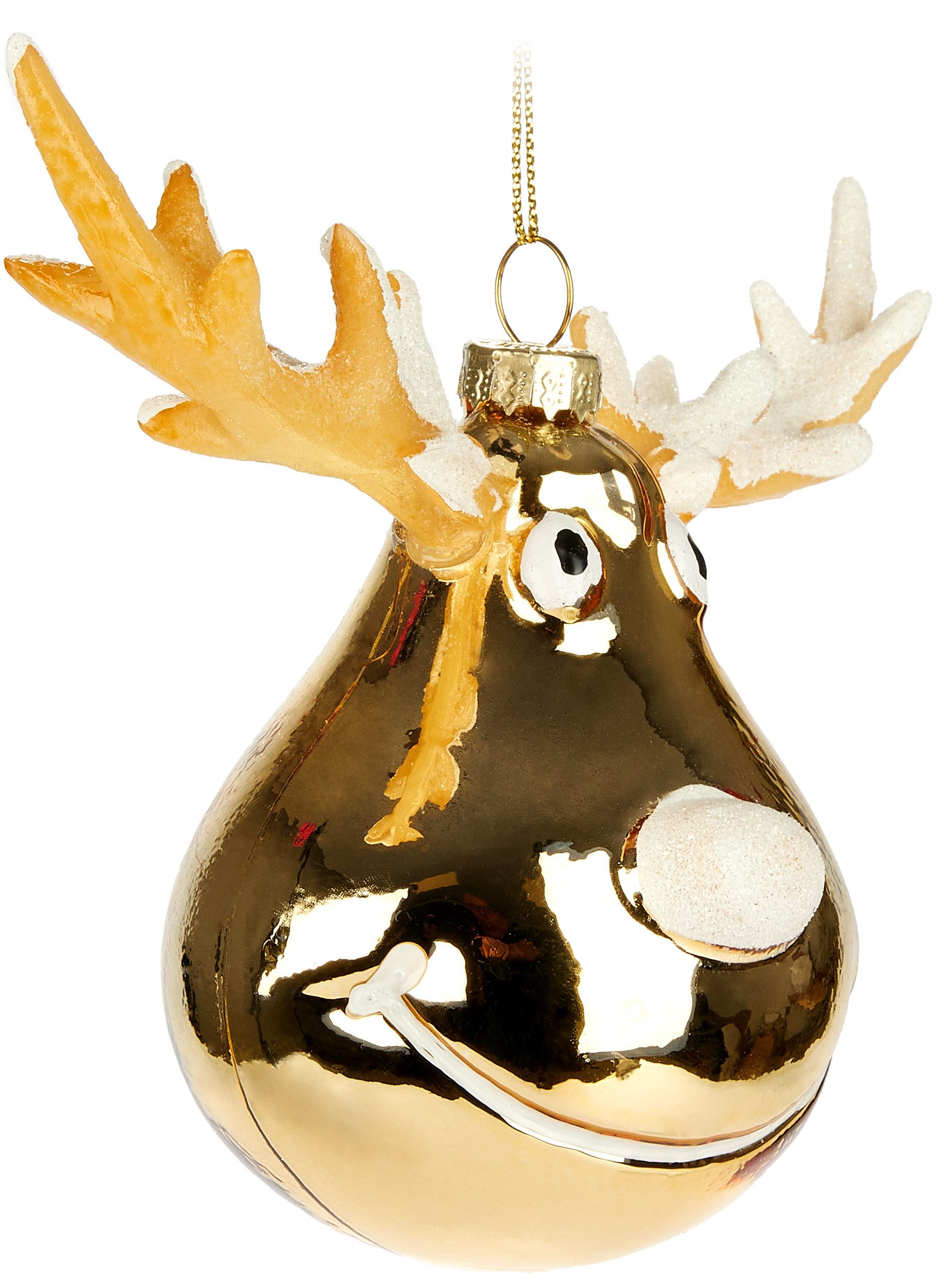 Weihnachtsbaumkugel Handbemalte Weihnachtskugel aus Glas - 15 cm Baumkugel Elchkopf