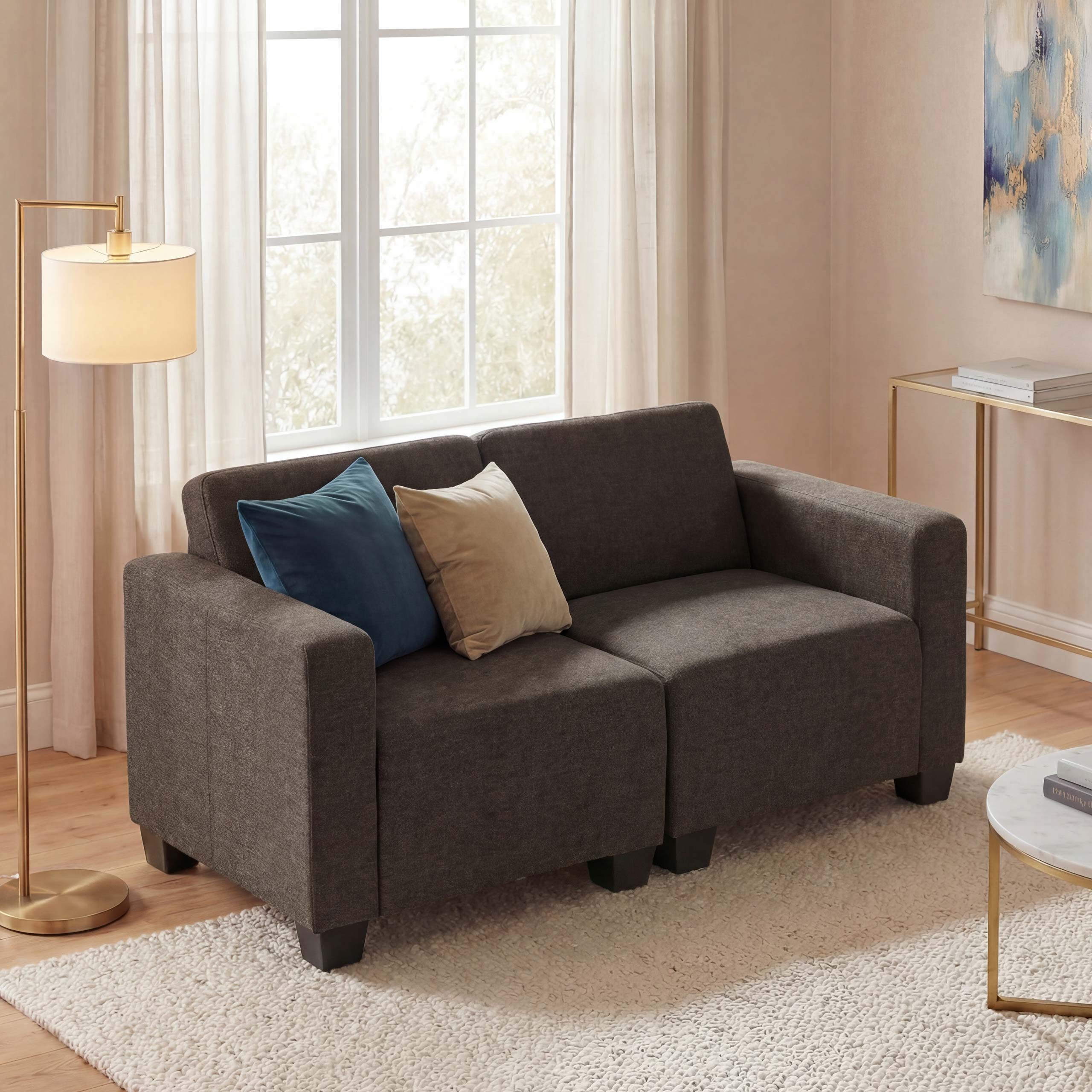 MCW 2-Sitzer Moncalieri-2-S, 2 Teile, Clipsystem, Moderner Lounge-Stil, Abgerundete Ecken und Kanten