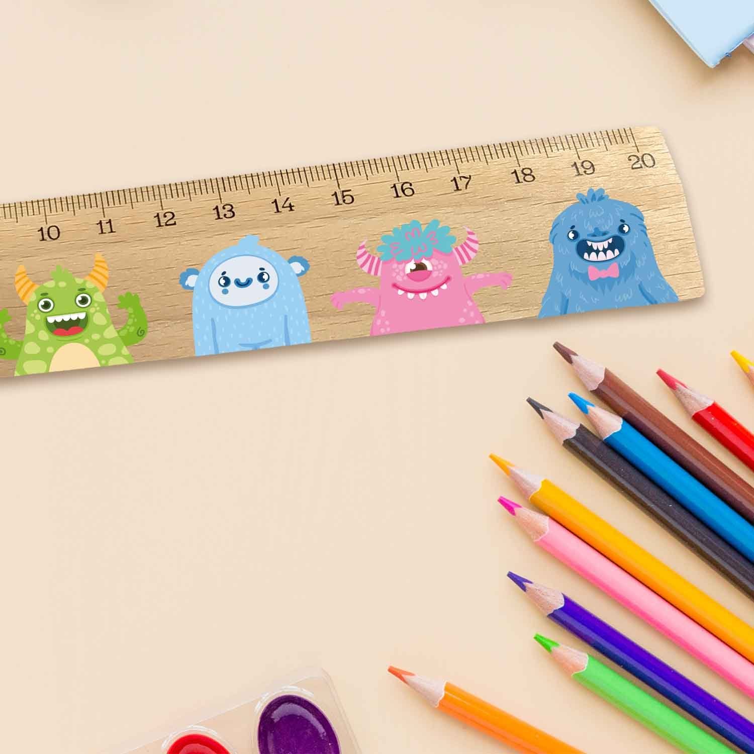 GRAVURZEILE Lineal im Monster Design - zur Einschulung - für Kinder -, Geschenk für die Schule