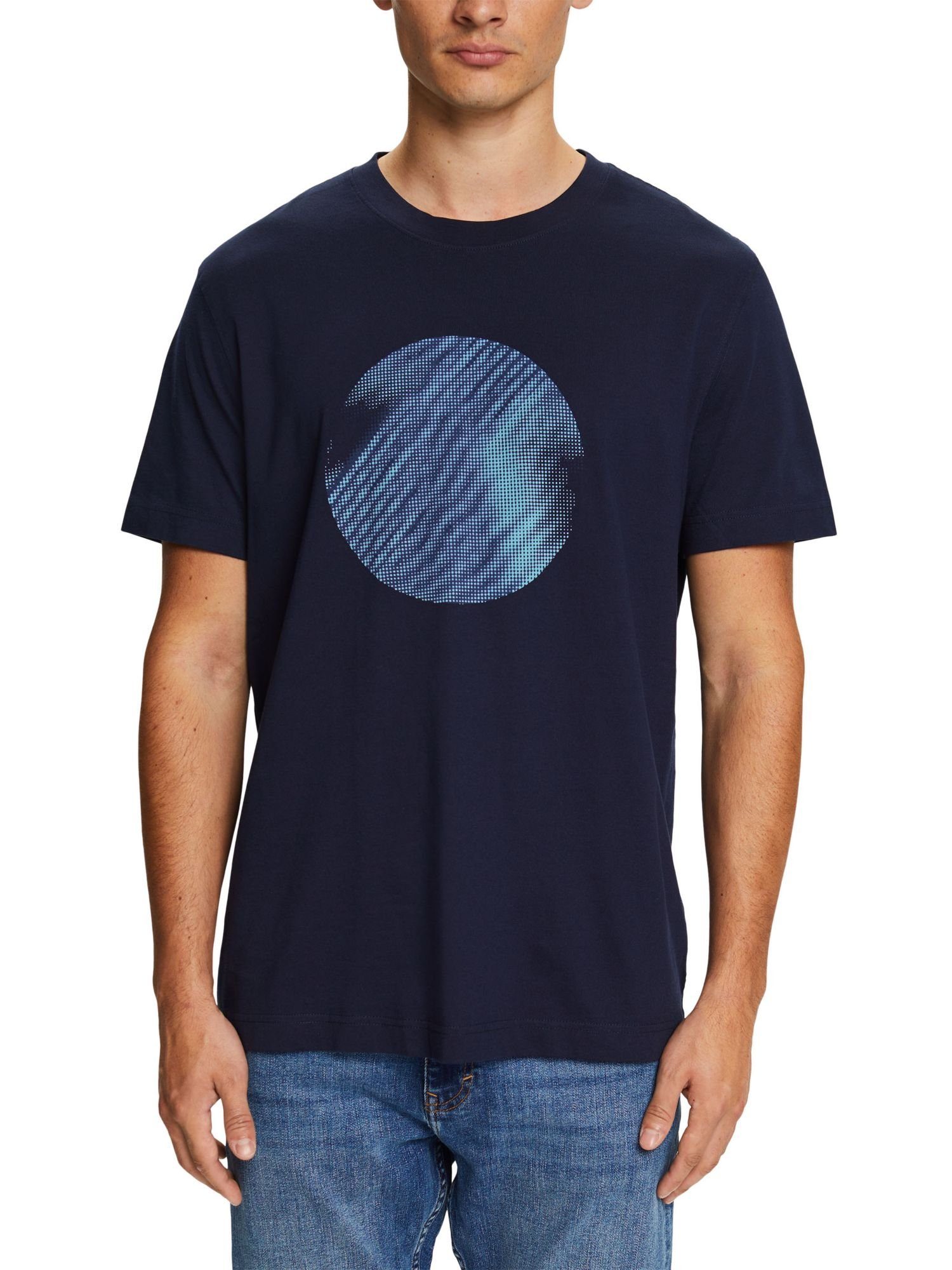 Esprit T-Shirt T-Shirt mit Print NAVY Baumwolle (1-tlg) 100 % vorne