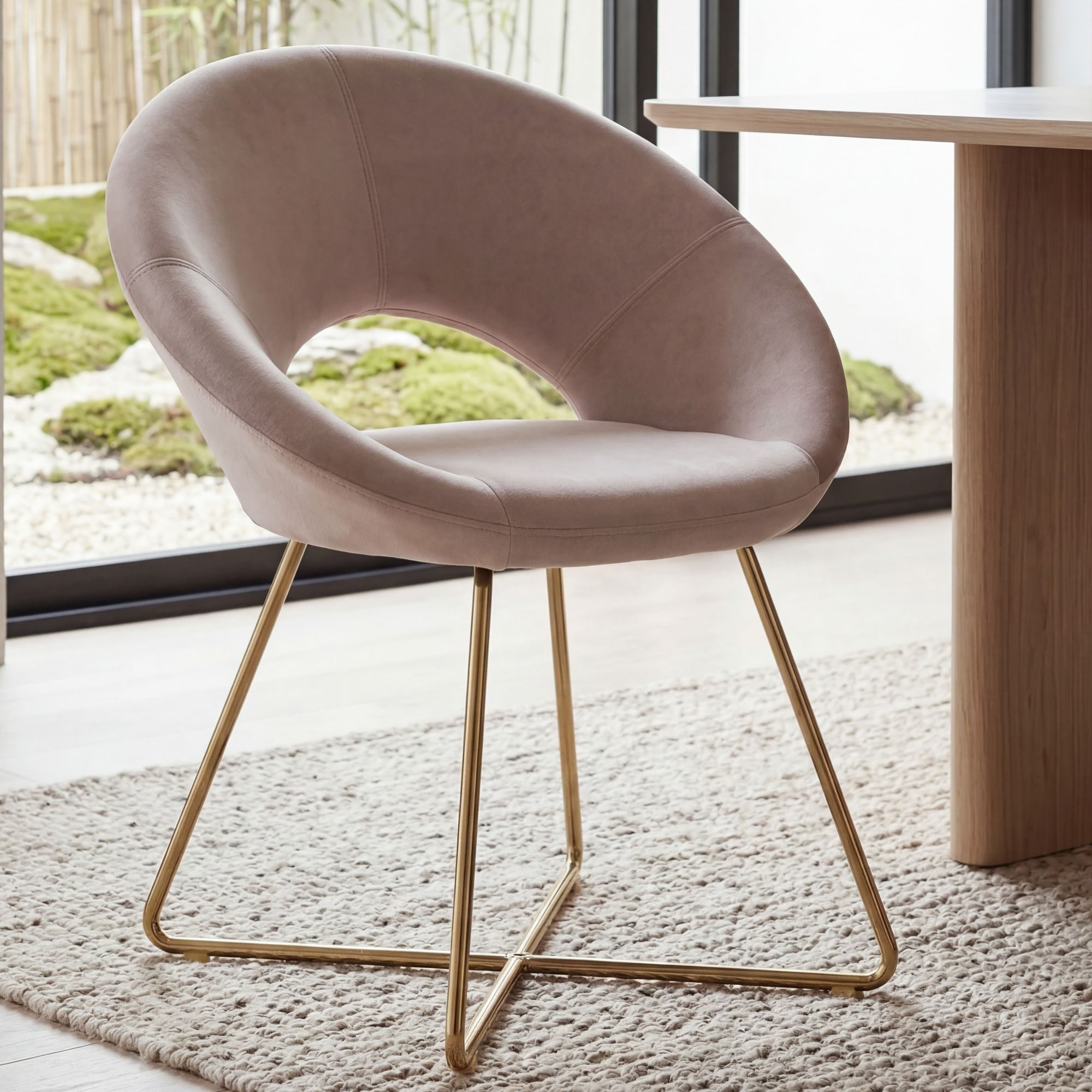 FINEBUY Esszimmerstuhl Samt / Metall Küchenstuhl Polsterstuhl Stuhl Esszimmer (Samt Beige, Küchenstuhl Gepolstert Modern), Polsterstuhl Esszimmer, Design Schalenstuhl