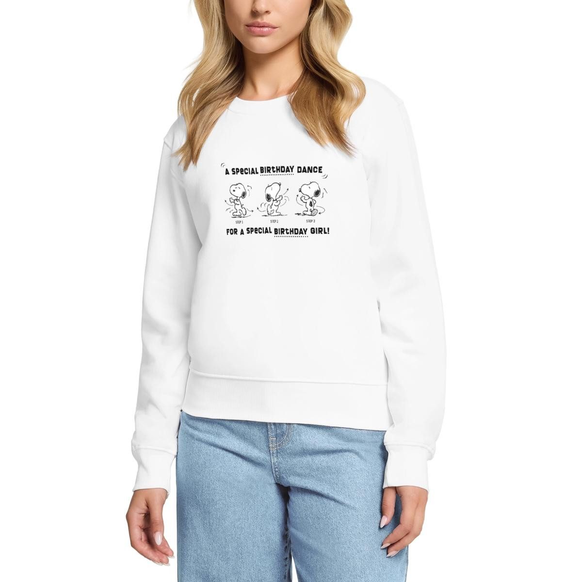 Spreadshirt Sweatshirt Peanuts Design Snoopy Geburtstagstanz Mädchen Damen Premium Pullover (1-tlg)