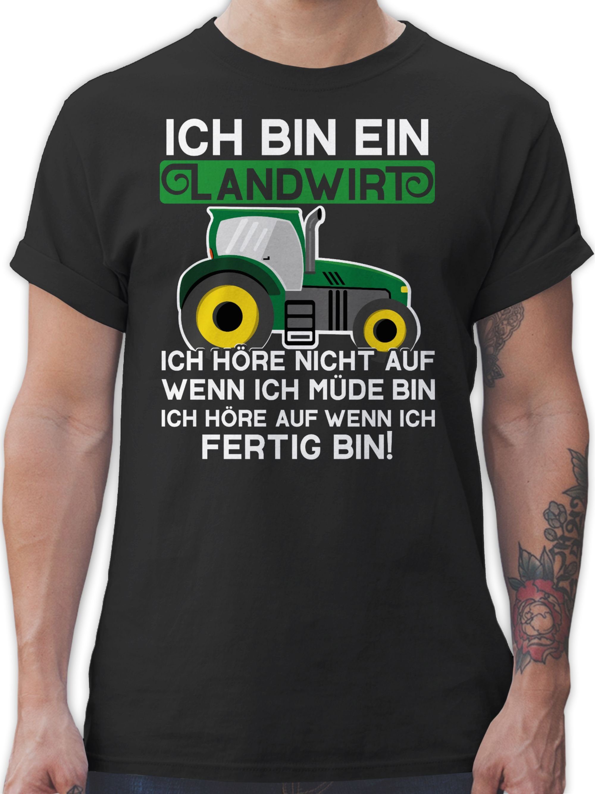 Shirtracer T-Shirt Ich bin ein Landwirt - Traktor weiß/grün Landwirt Geschenk Bauer 02 Schwarz