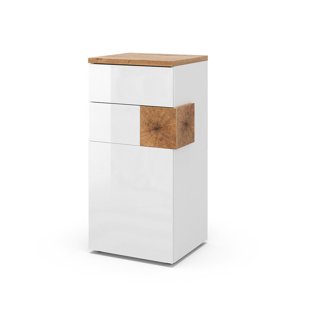 Vicco Midischrank Eden, Weiß Hochglanz/Artisan-Eiche, 40 x 84 cm (1-St)