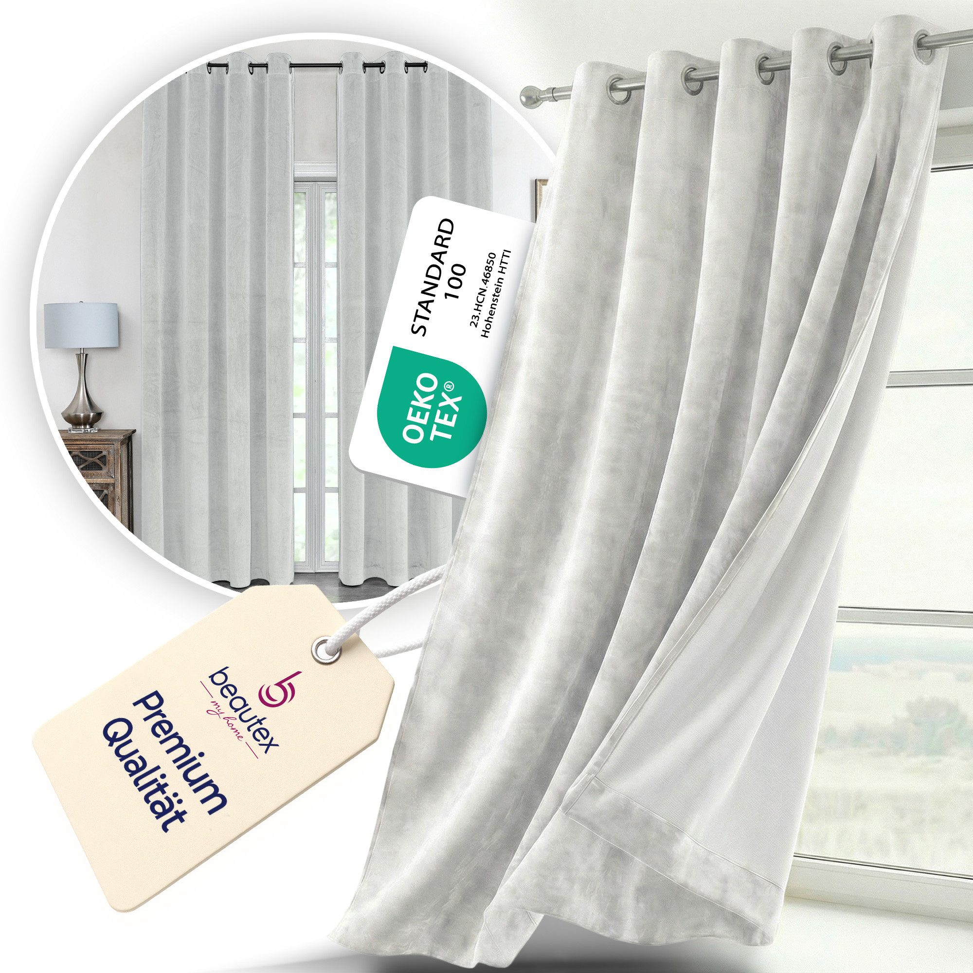 Beautex Verdunkelungsvorhang Samt Vorhang Ösen Gardine Velvet blickdicht abdunkelnd (1 St), Ösen, abdunkelnd, Velvet-Samt, blickdicht, Ösenaufhängung, pflegeleicht