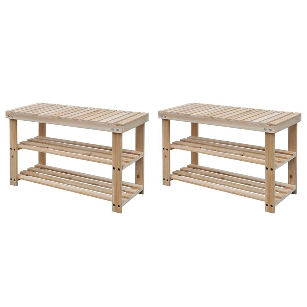 vidaXL Schuhregal 2-in-1 Schuhbank 2 Stk. Massivholz Tanne, 2-tlg.