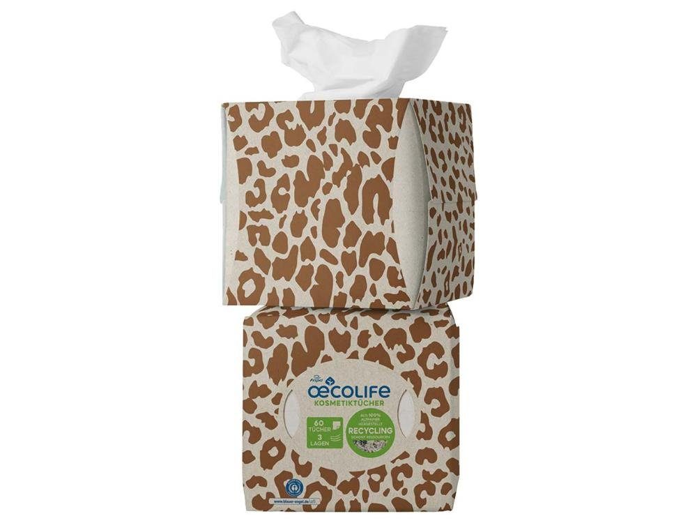 oecolife Papiertaschentücher oecolife Kosmetiktücher 'Recycling' in gemusteter (60-St)