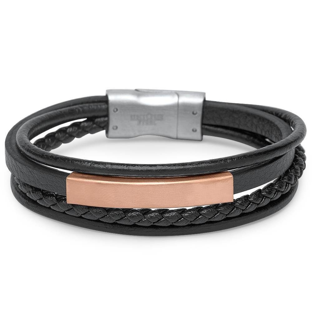 Lederarmband Kunstlederarmband 4 Strähnen roségold