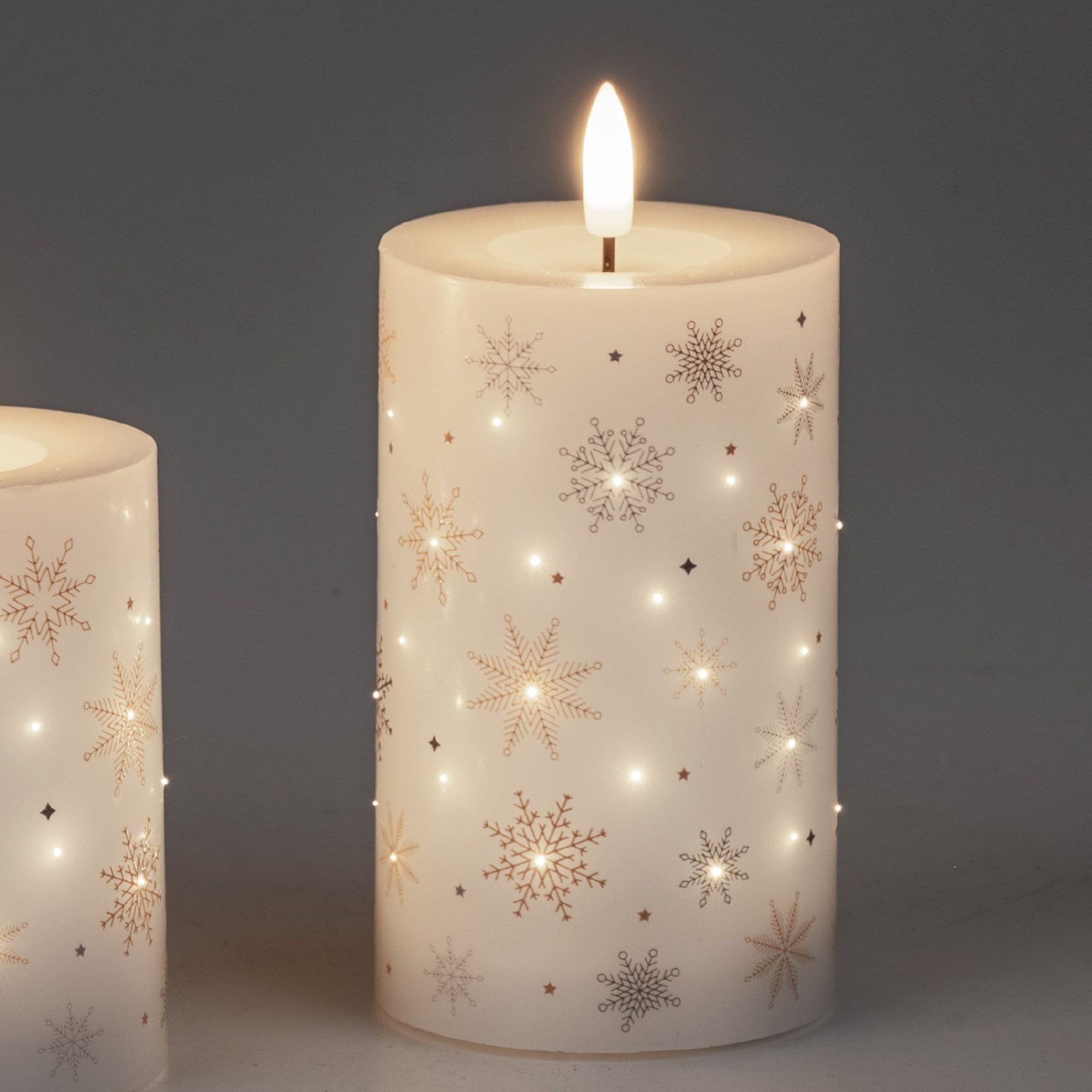 formano LED-Kerze Schneeflocke, Mit Timerfunktion, Weiß, Motiv: Schneesterne