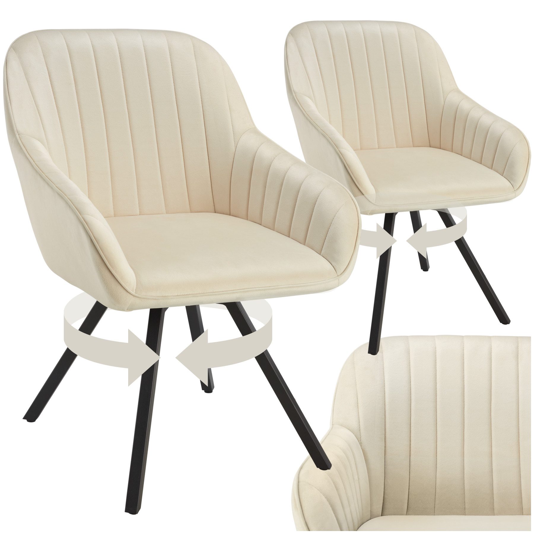 tectake Esszimmerstuhl Drehbarer Armlehnstuhl Snug Samtoptik, gepolstert (S günstig online kaufen