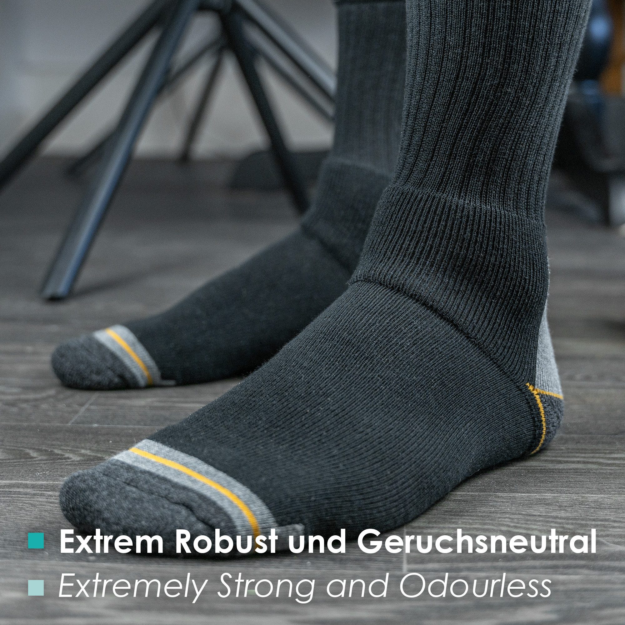 Bärenfuß Arbeitssocken 8 Paar, Extrem Robust und Atmungsaktiv mit verstärkte Belastungszonen (Verstärkung an Zehen, Ferse und Gelenk)