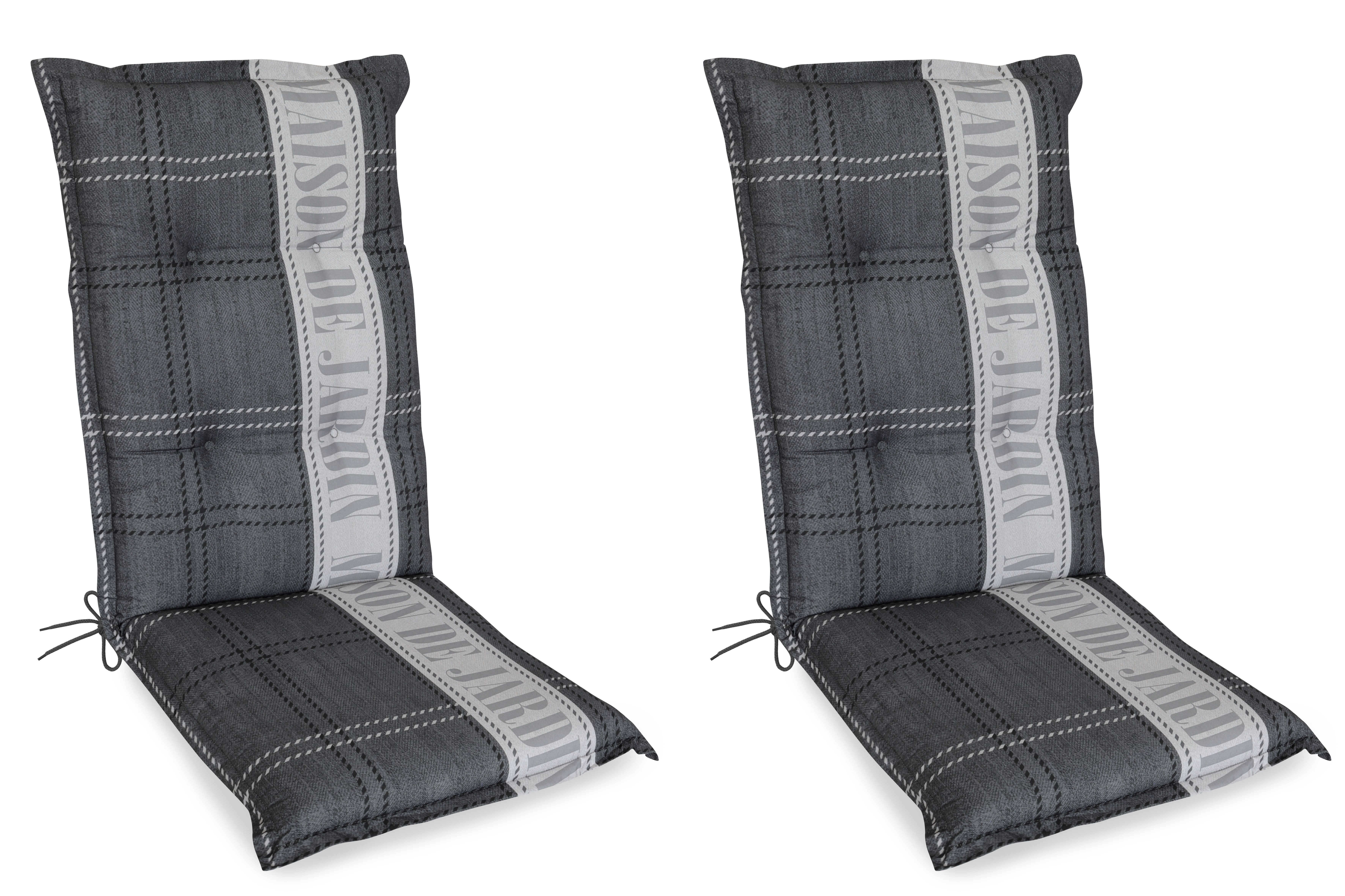 Gardissimo Hochlehnerauflage 2 er Set Maison Gartenstuhl Polster, (Spar-Set, 2 St., 2 Auflagen), UV-beständig für Hochlehner-Stühle inkl. Bindebänder und Haltebänder