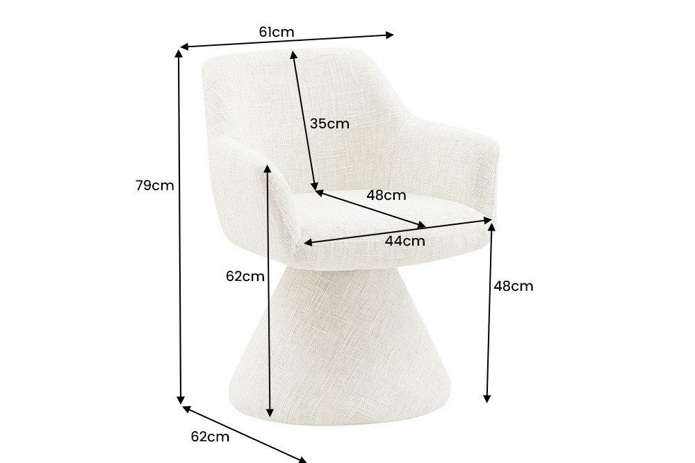 riess-ambiente Polsterstuhl AMBIENTO grau - Chenille, 180° drehbar, Auto-Return Funktion, Kegelfuß (Einzelartikel, 1 St), Drehstuhl -ideal f. Küche, Esszimmer, Wohnzimmer, Arbeitszimmer & Büro
