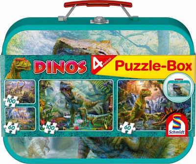 Schmidt Spiele Puzzle Dinos Box, 2x60 und 2x100 Teile, 320 Puzzleteile