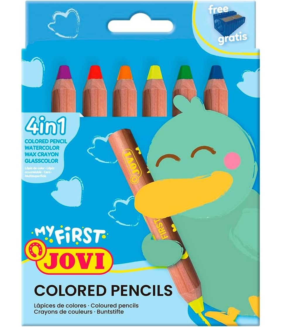 Jovi Buntstift JOVI - MY FIRST 6 extra dicke 4in1 Holzbuntstiften, 6er Set