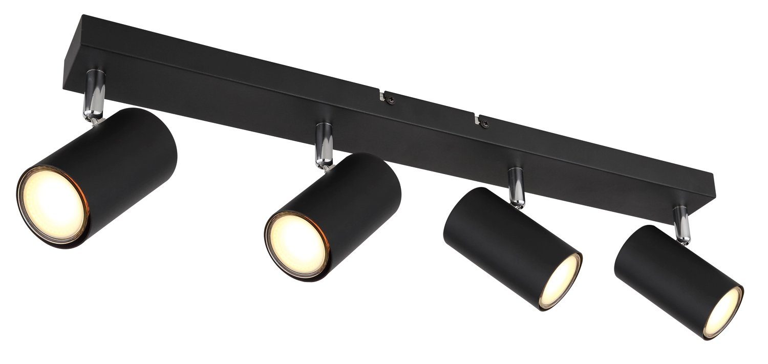 GLOBO LIGHTING Deckenstrahler ROBBY, Schwarz matt, Metall, 4-flammig, ohne Leuchtmittel