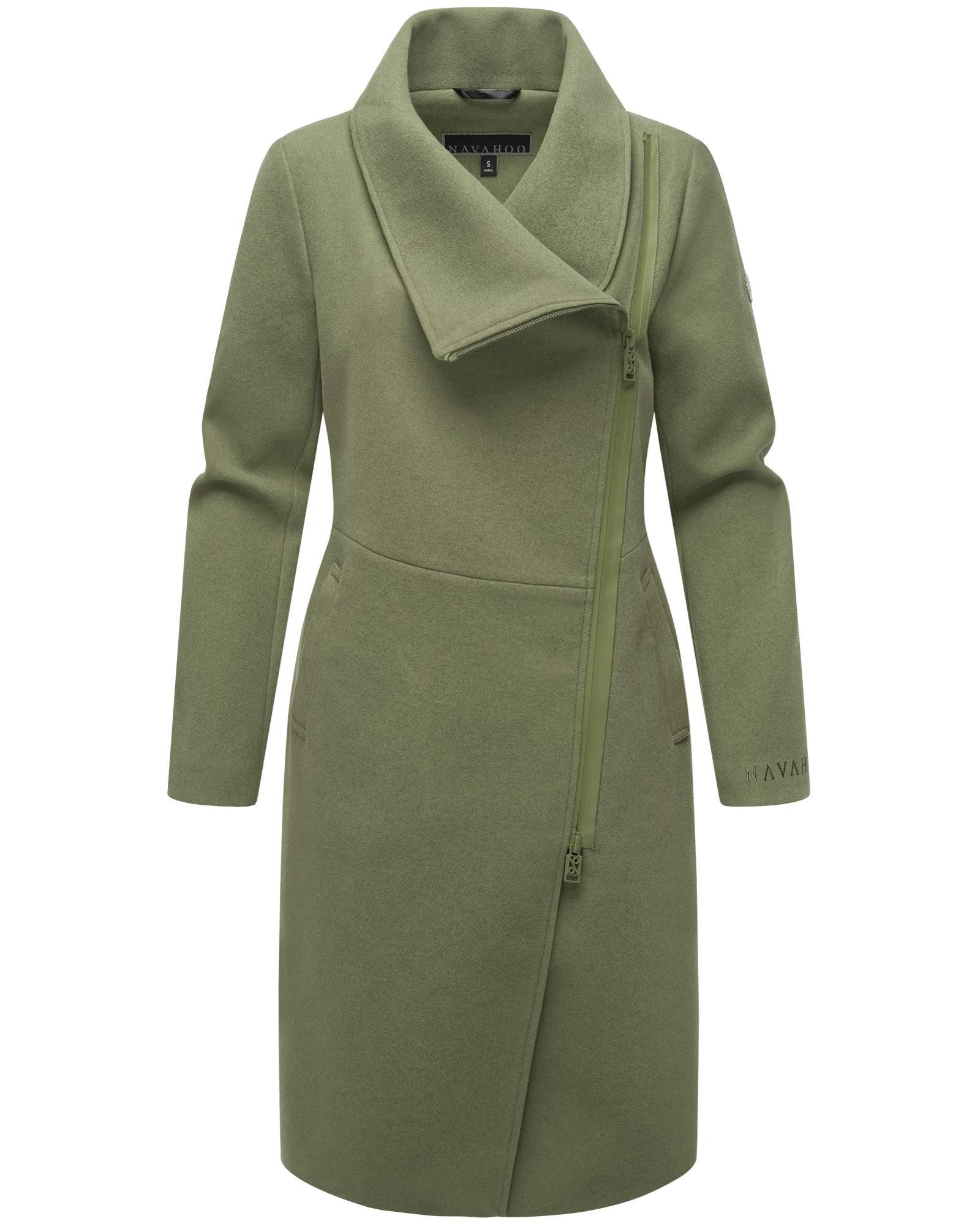 Navahoo Kurzmantel Samtrose 14 Mantel in Woll-Optik mit asymmetrischem Reißverschluss