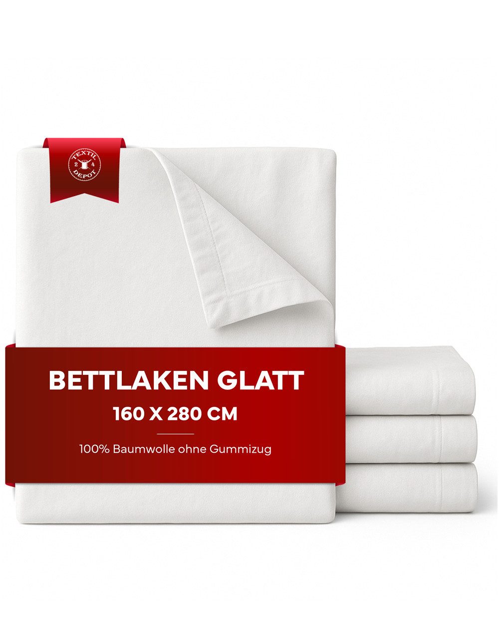 texpot Bettlaken glatt Betttuch Abdecktuch Stecklaken 140 Gramm, Gummizug: ohne, (1 Stück)