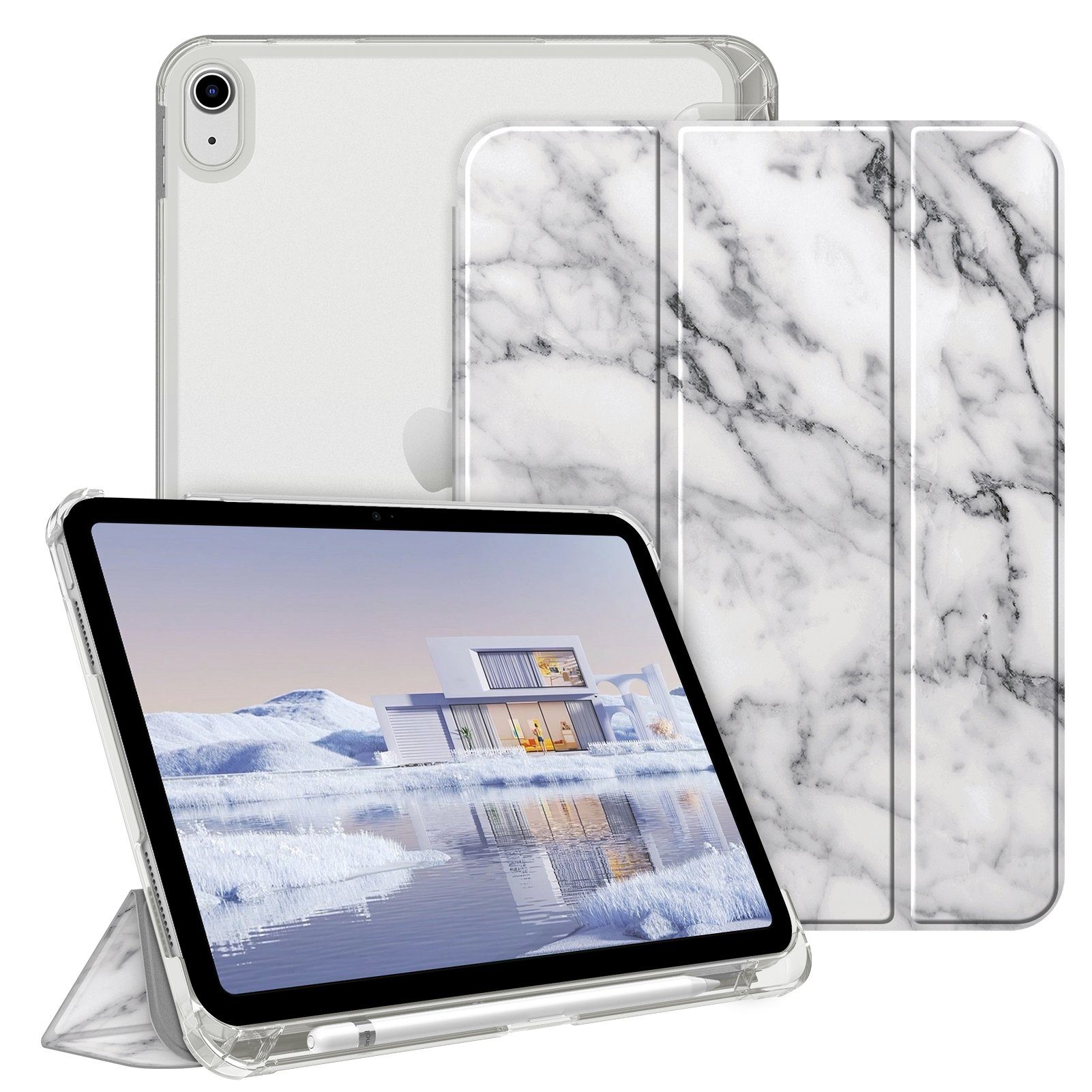 Fintie Tablet-Hülle für iPad 11 Generation 11‘’ 2025 (A16), iPad 10 Generation 10.9'' 2022, ultradünn, mit Stifthalter, transparenter Rückseite, Auto Schlaf/Wach