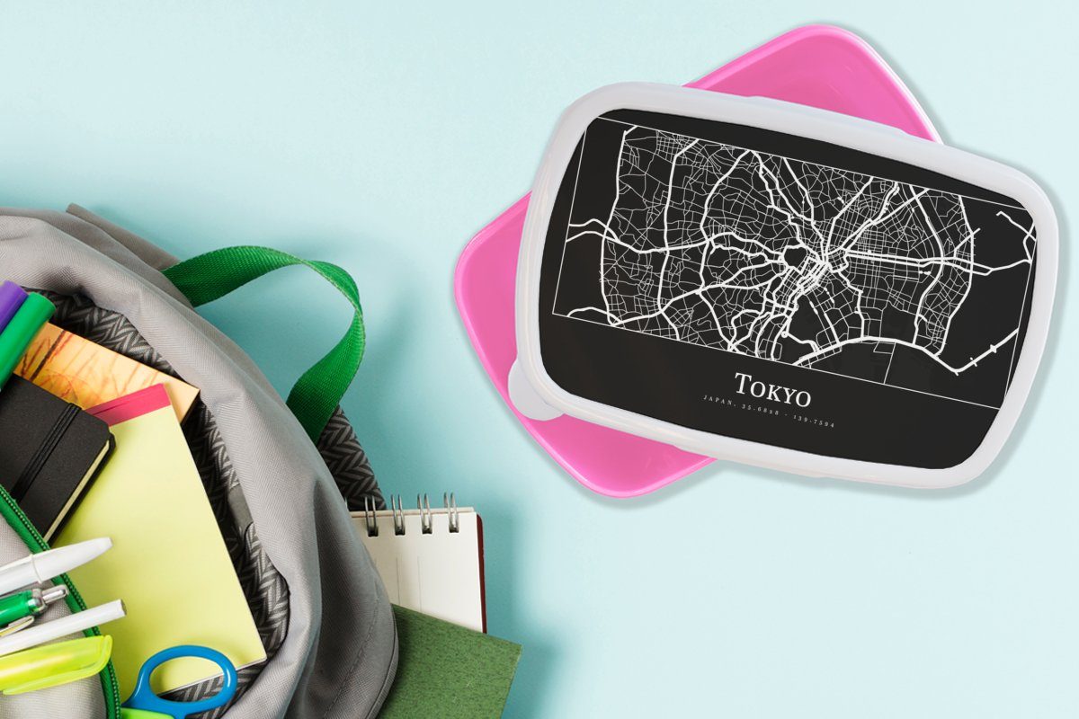 Karte, - Stadtplan für Kinder, Tokio Brotbox (2-tlg), rosa Karte - Mädchen, Kunststoff, Erwachsene, MuchoWow Lunchbox Brotdose Kunststoff Snackbox, -