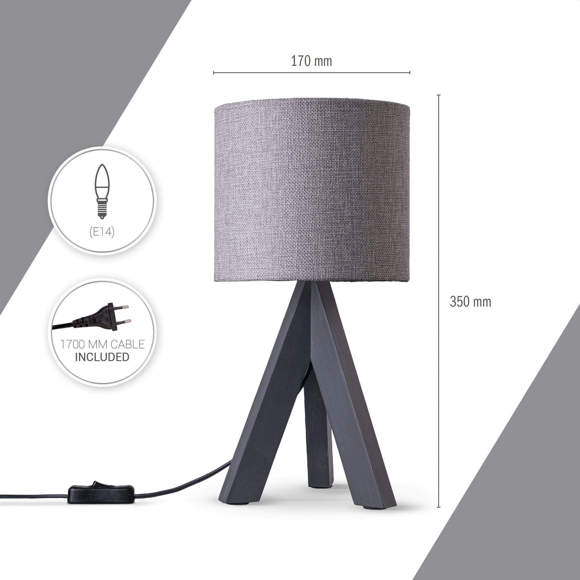 Paco Home Tischleuchte BAJO CANVAS UNI günstig online kaufen