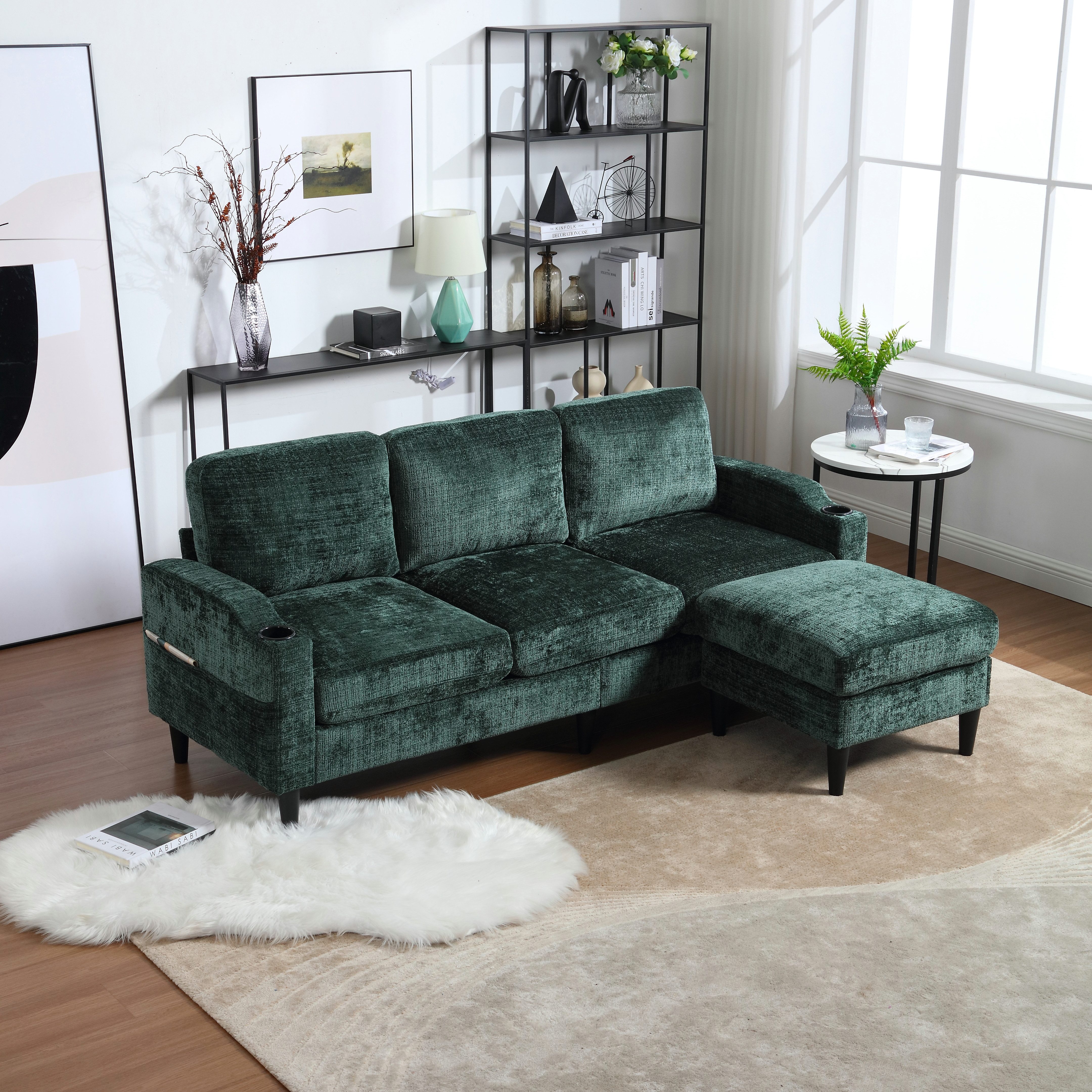 Odikalo 3-Sitzer Wohnzimmersofa Loungesofa mit Hocker günstig online kaufen