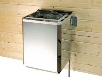 weka Sauna Valida Eck E 4, BxTxH: 239 x 189 x 203,5 cm, 38 mm, Komplettset, inkl. Ofen und digitaler Steuerung, GTF,OS 7,5-Str