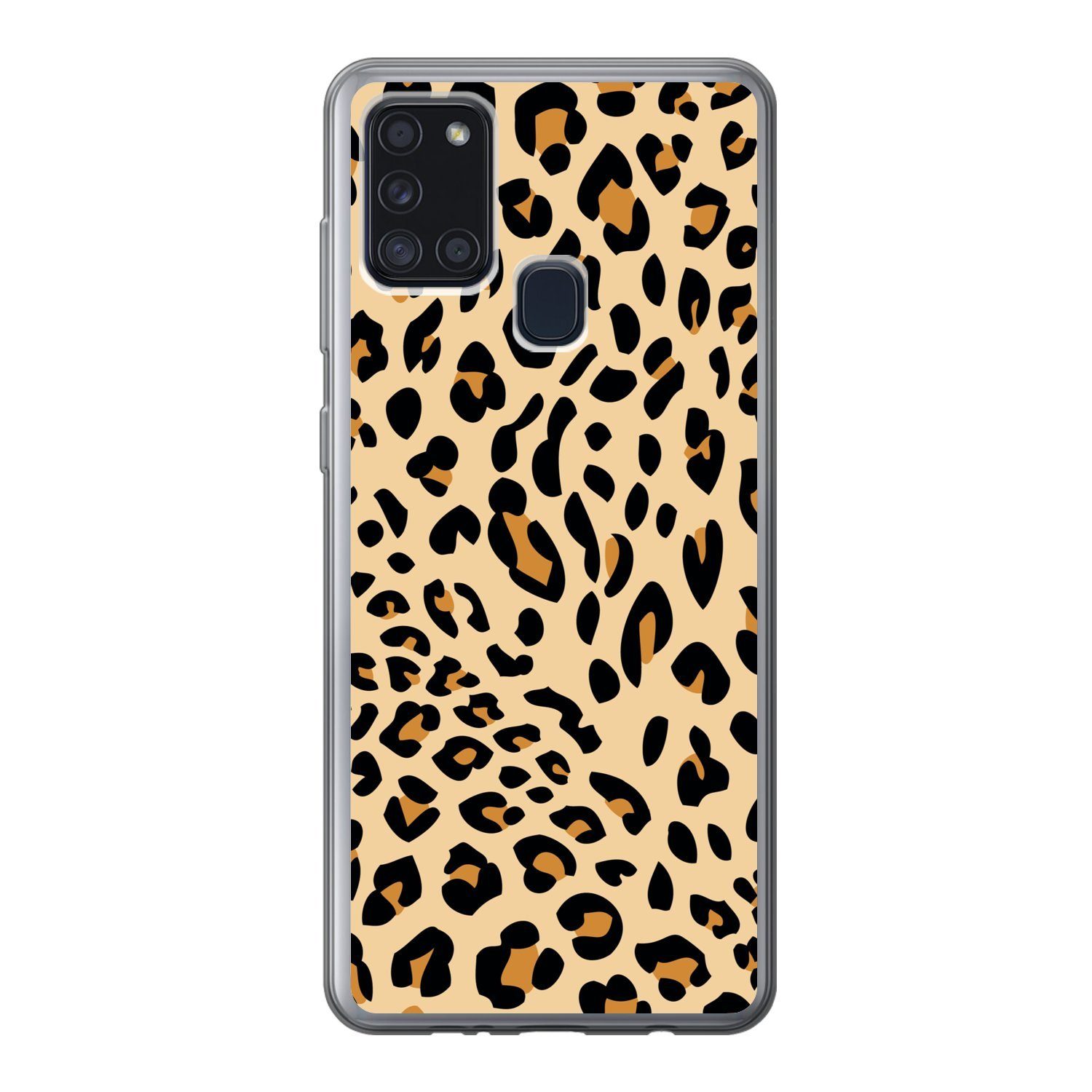 MuchoWow Handyhülle für Samsung Galaxy A21s Tiermuster - Panther - Leopard, Smartphone-Bumper, Print, Handy Schutzhülle Dünn