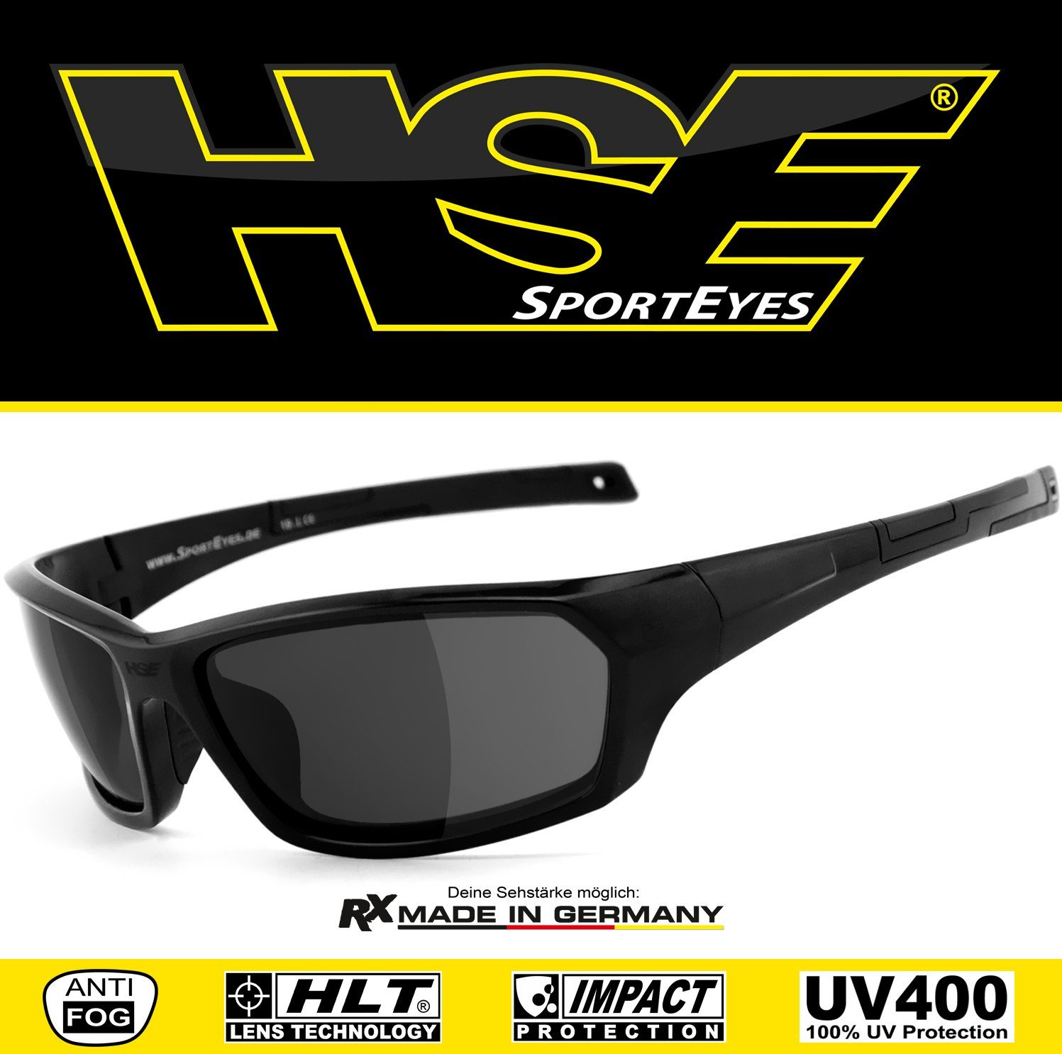 HSE - Sportbrille AIR-STREAM, Steinschlagbeständig SportEyes Kunststoff-Sicherheitsglas durch