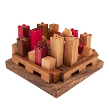 ROMBOL Denkspiele Spiel, Knobelspiel Burgpuzzle - variantenreiches Denkspiel mit 13 Spielmöglichkeiten, Holzspiel