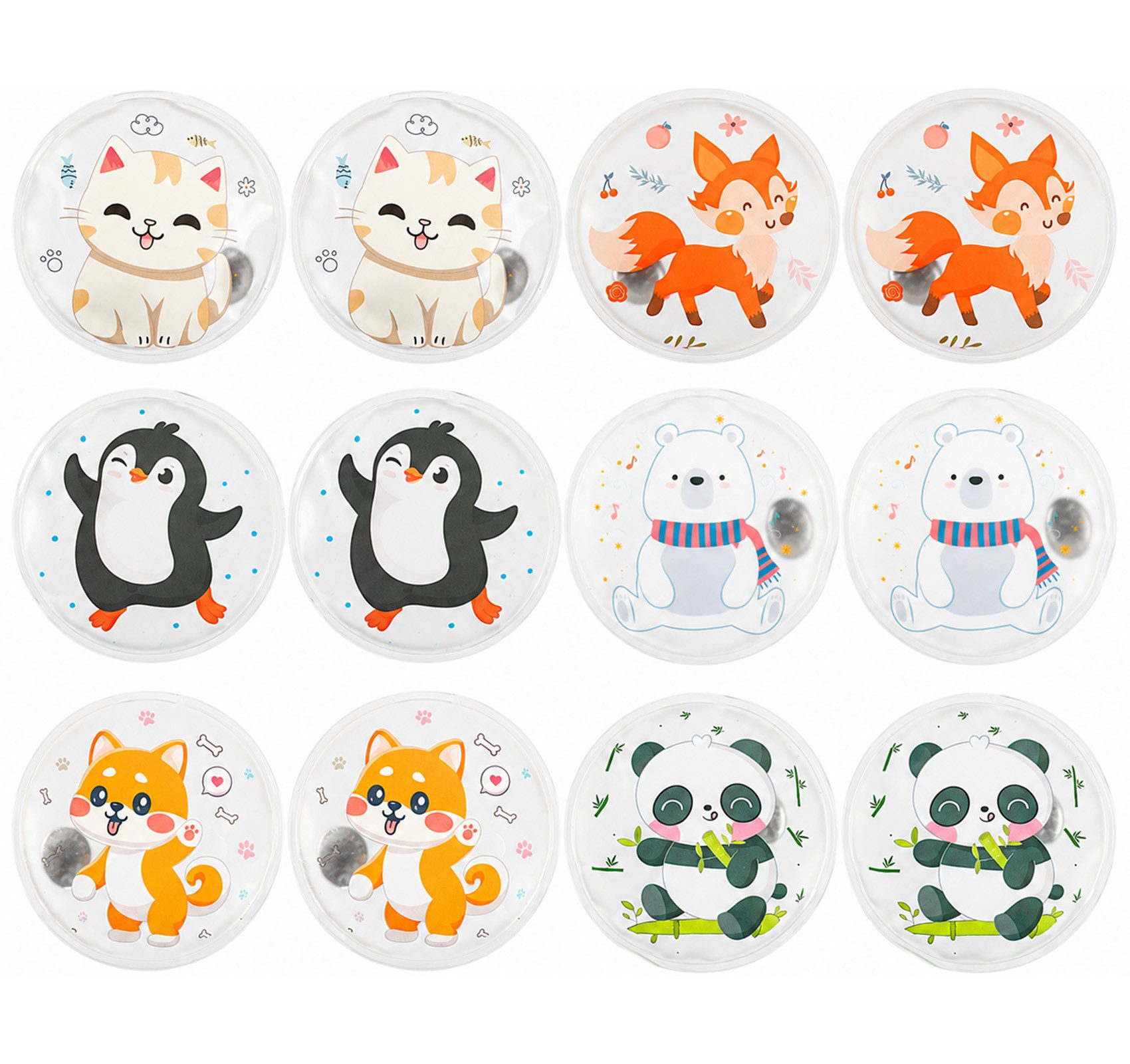 lindahandel Handwärmer 12er Set Taschenwärmer rund Cartoon wiederverwendbar,ohne Batterien, 12-tlg., 6 verschiedene Motive, Kinder Handwärmer für unterwegs