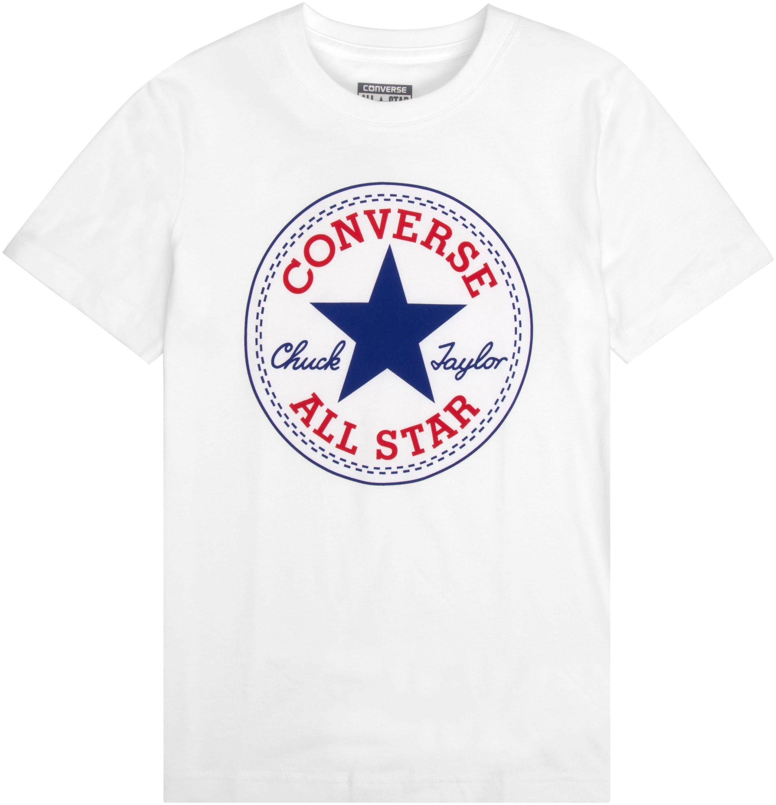 Converse Kurzarmshirt für Kinder, Brust auf Markenlabel der Converse