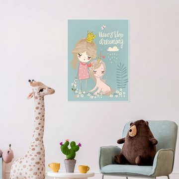 Posterlounge Poster Eve Farb, Hör niemals auf zu Träumen (Englisch), Kinderzimmer Kindermotive