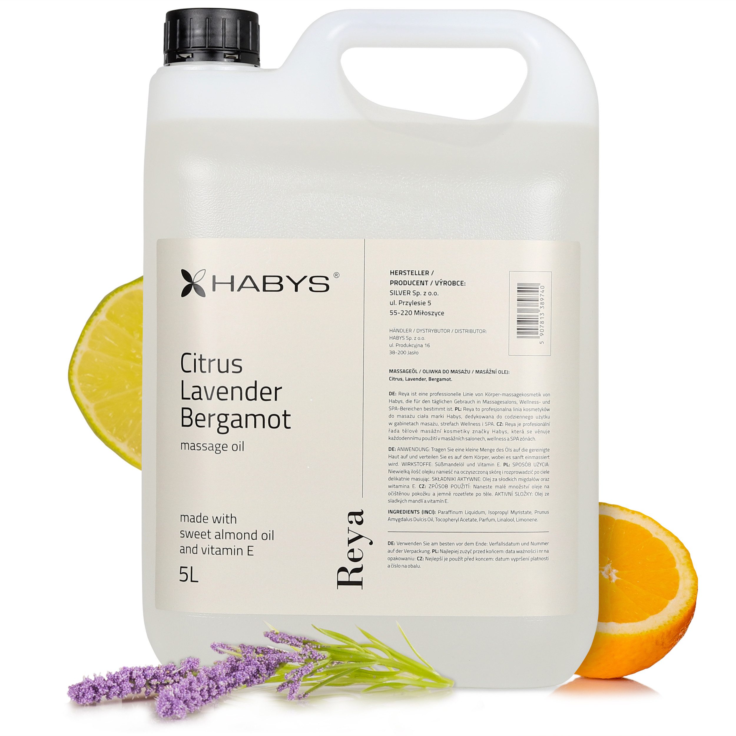 Habys Massageöl REYA Citrus, Lavender, Bergamot Öl 5L