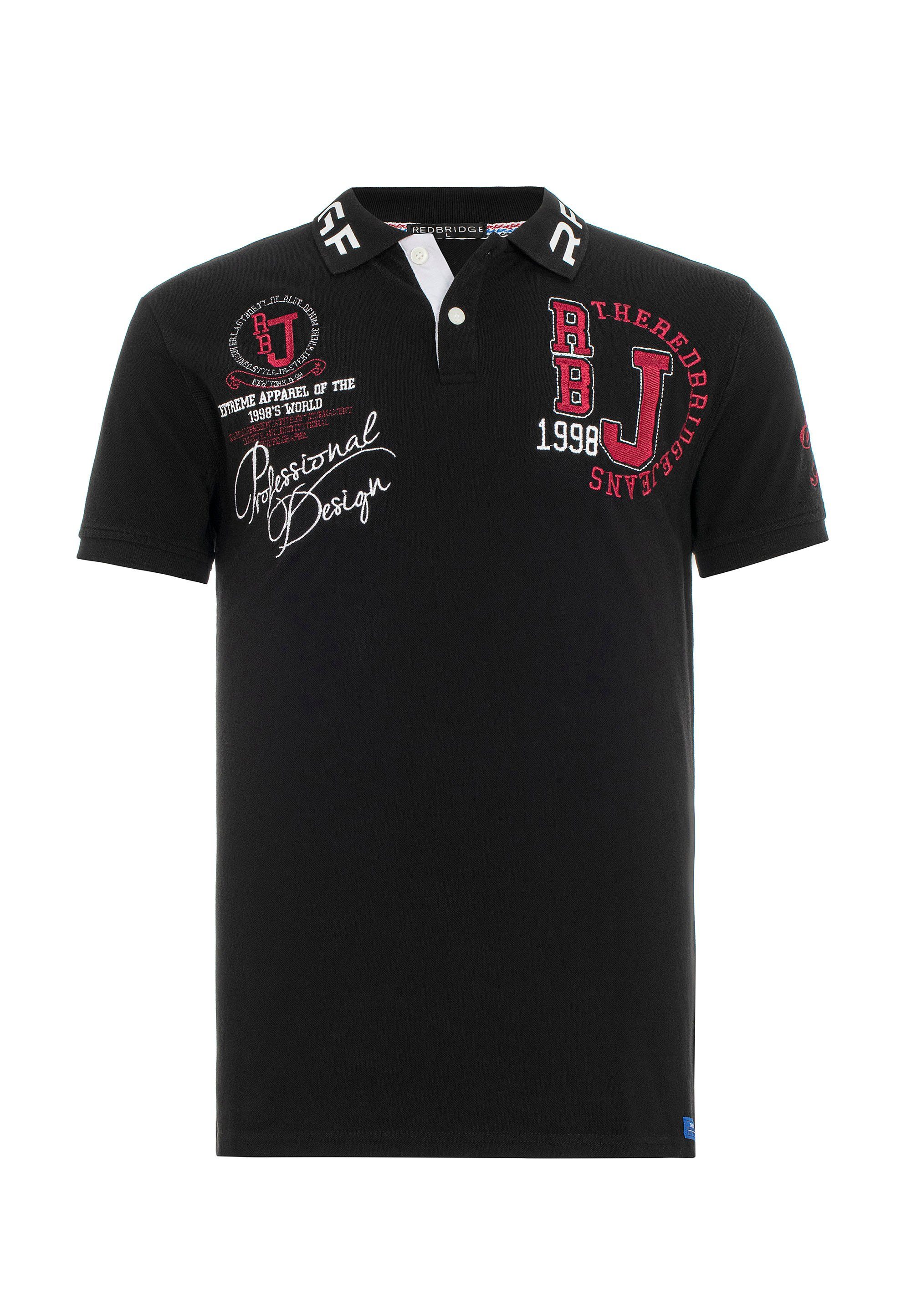 RedBridge Poloshirt Orlando im Slim Fit Stickerei mit schwarz