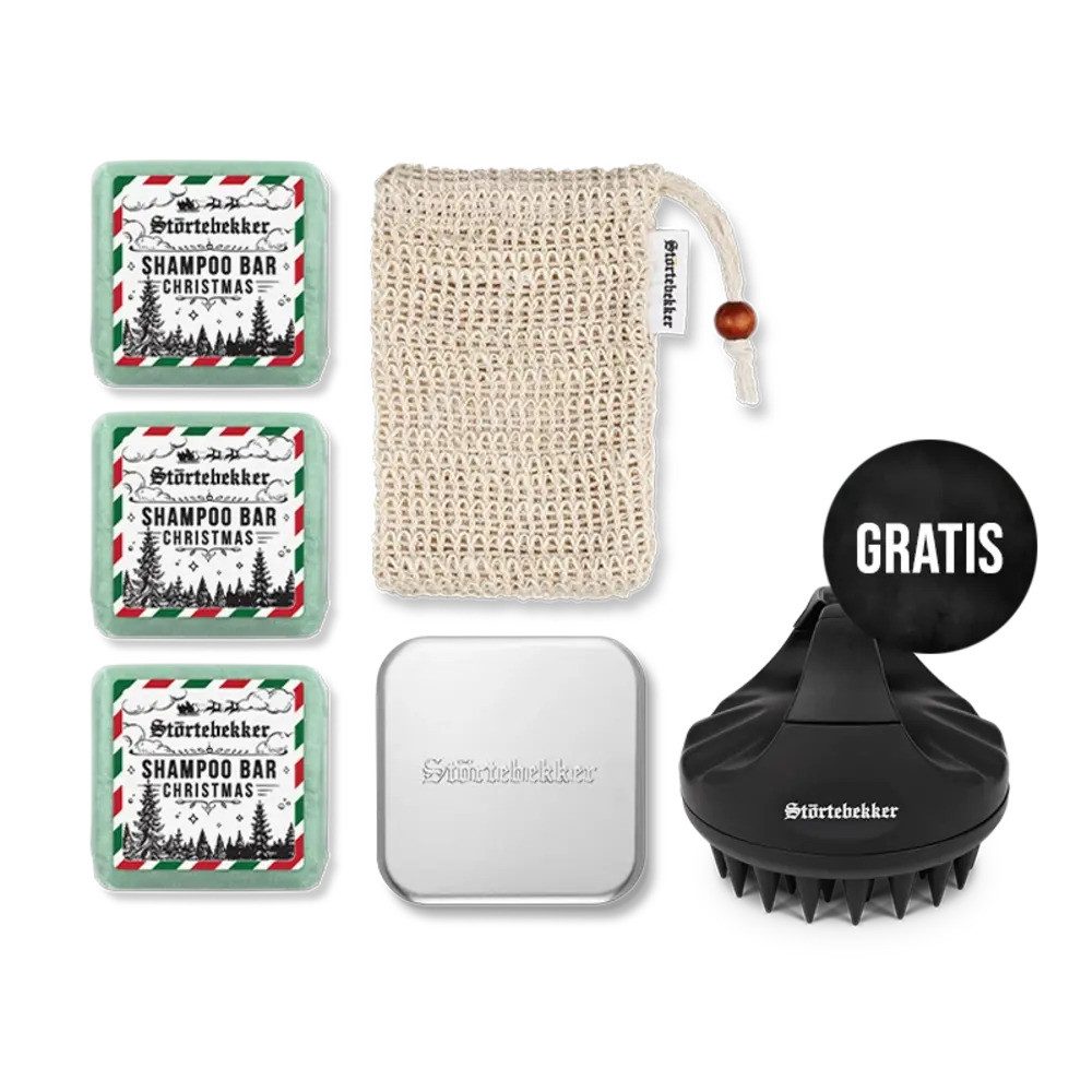 Störtebekker Festes Haarshampoo x 3 - Duschset Hair inkl. GRATIS Scalp Brush