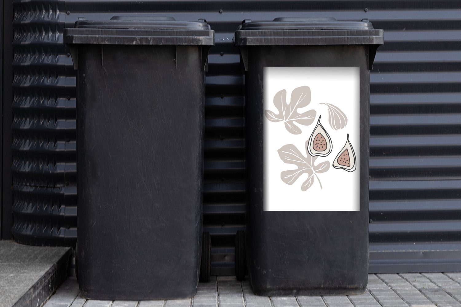 Container, St), (1 Feige Wandsticker Sommer - Weiß MuchoWow Abfalbehälter Sticker, - Mülleimer-aufkleber, Mülltonne,