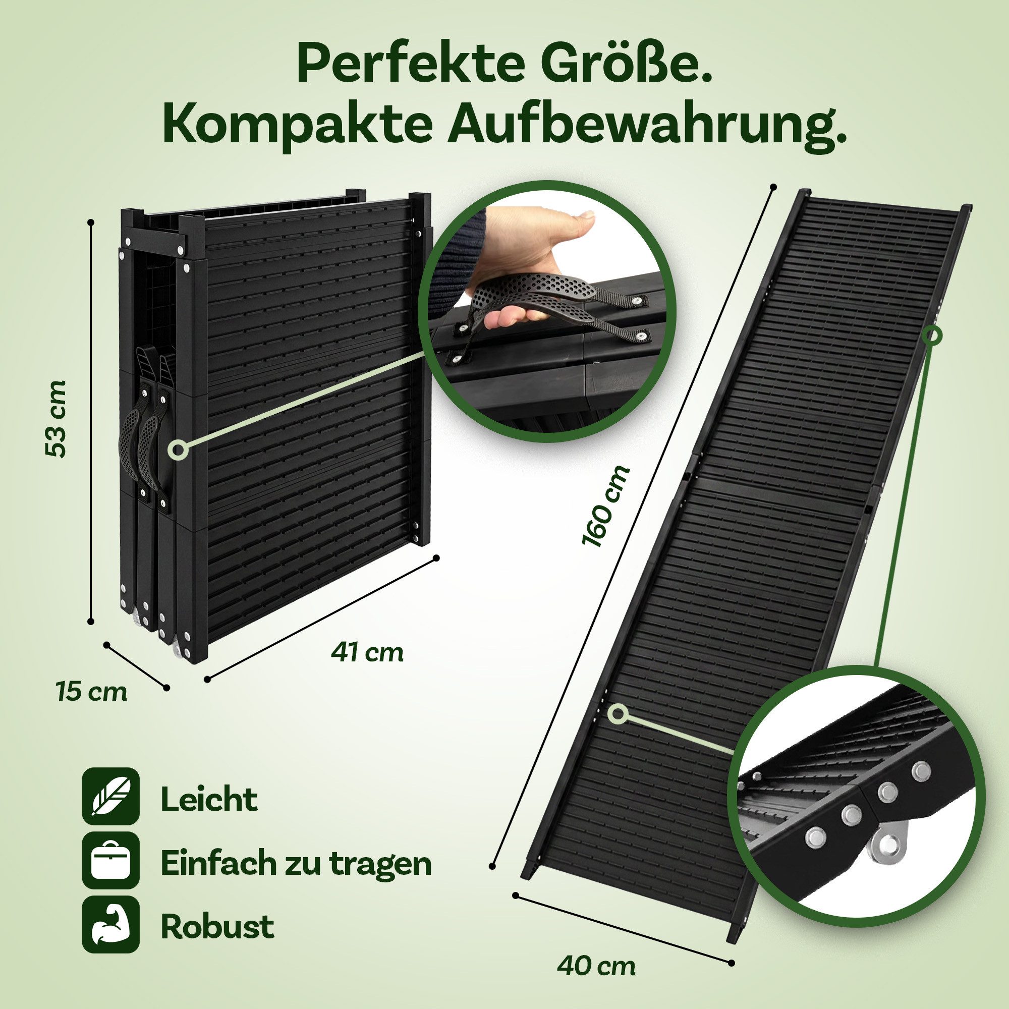 Rescute Hunderampe Auto Klappbar, Einstiegshilfe aus Aluminium, Klappbar, rutschfest, gelenkschonend, leicht, Aluminium, platzsparend