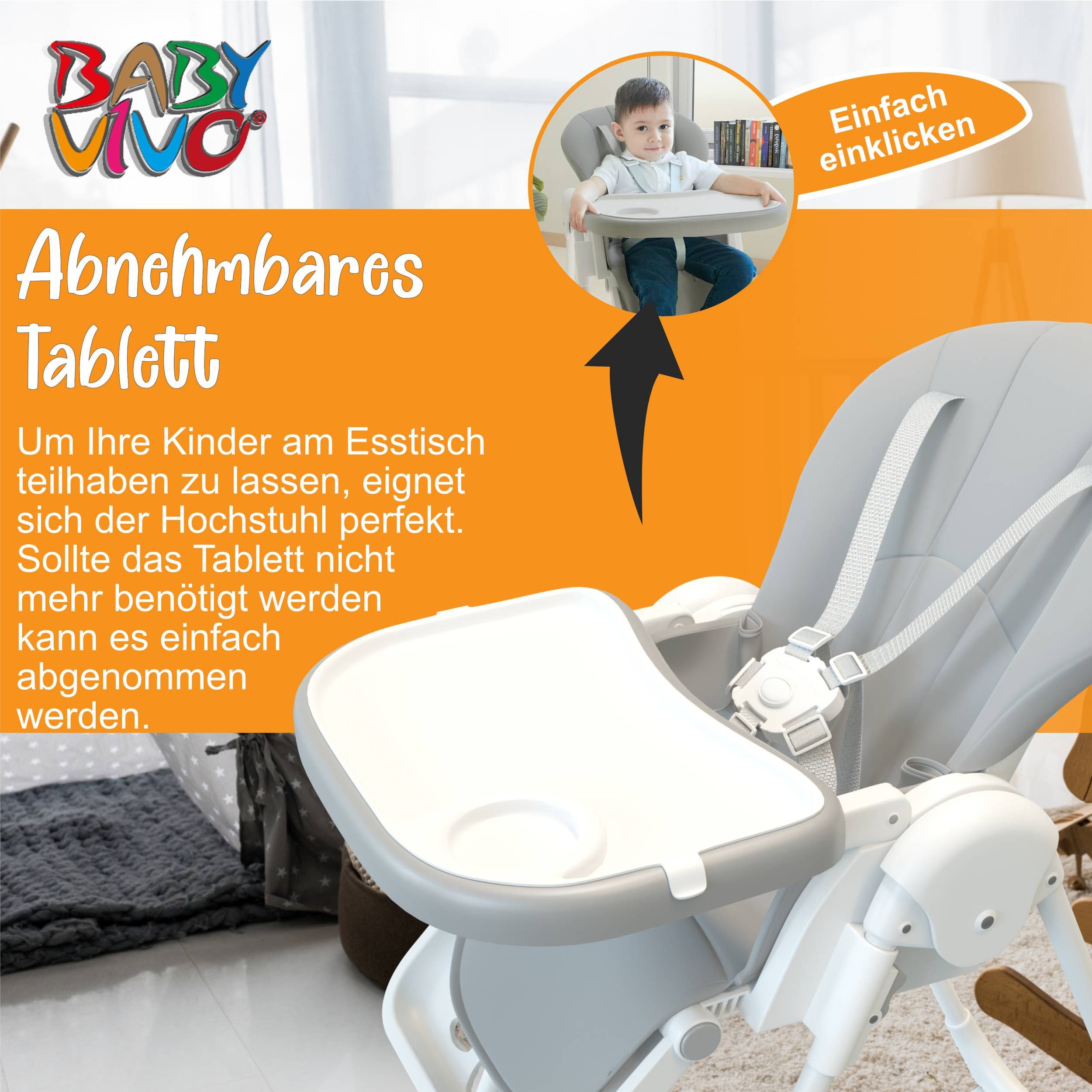 Baby Vivo Hochstuhl Design Kinderhochstuhl aus Kunststoff - Tippy in Stardust