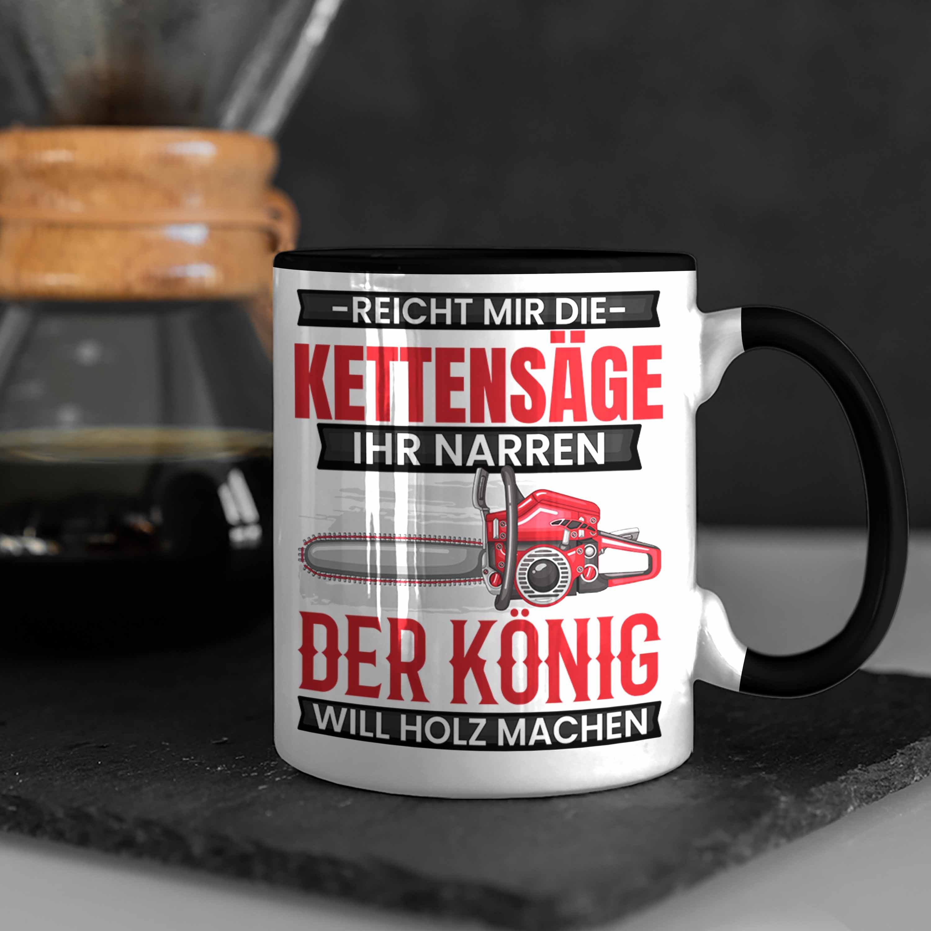 Holzfans Tasse Kaffee-B Waldarbeite Geschenkidee Waldarbeiter Geschenk Tasse Trendation Schwarz