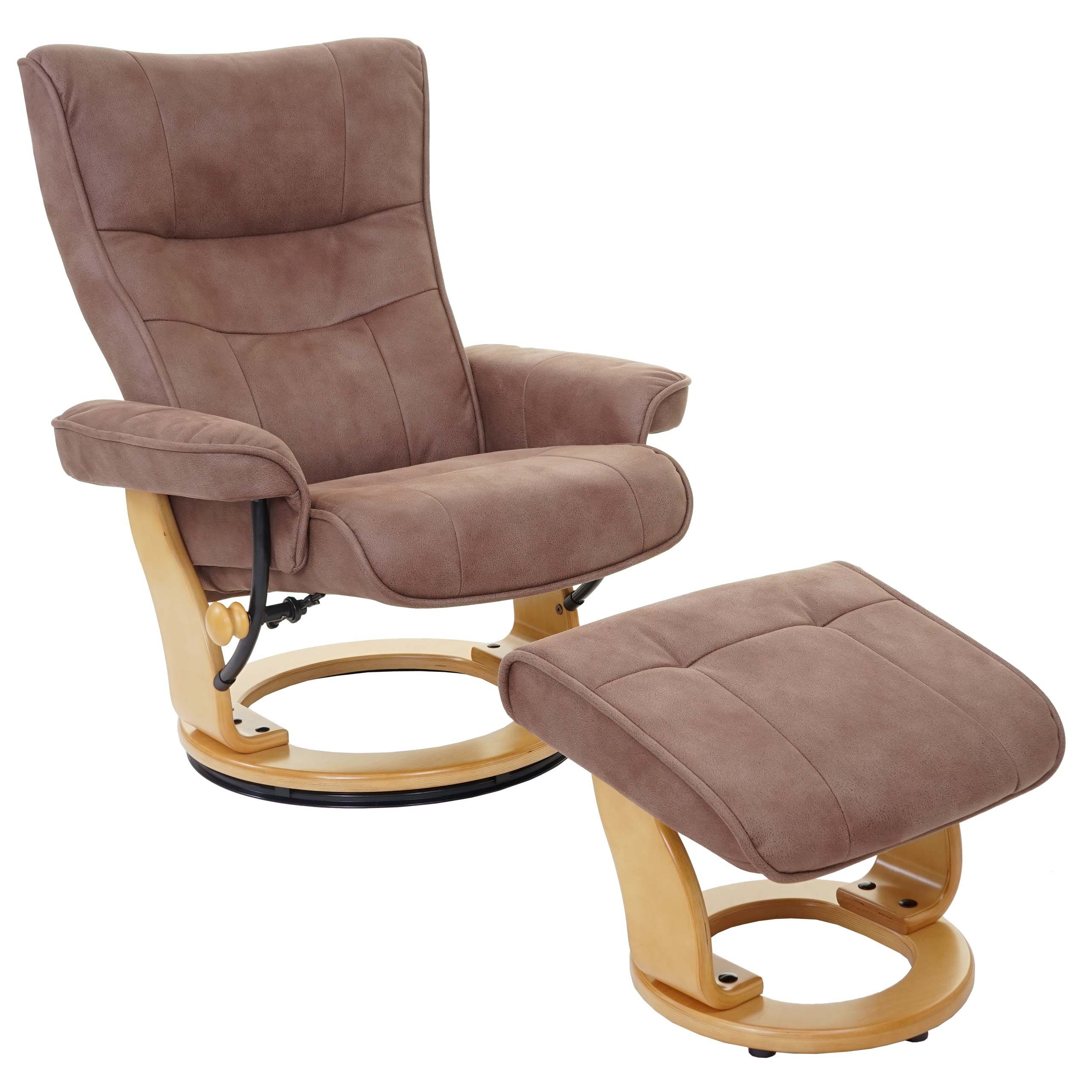 MCA furniture Fußhocker, Breite Inkl. gepolstertem naturbraun Relaxsessel antikbraun, Extradicke Edmonton-S, Polsterung Armlehnen