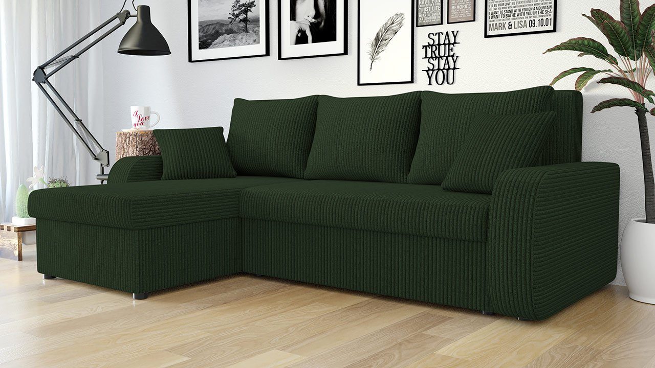 MIRJAN24 Ecksofa Kris Cord, mit Schlaffunktion und zwei Bettkasten, L-Form mit Kissen-Set, L: 238 cm